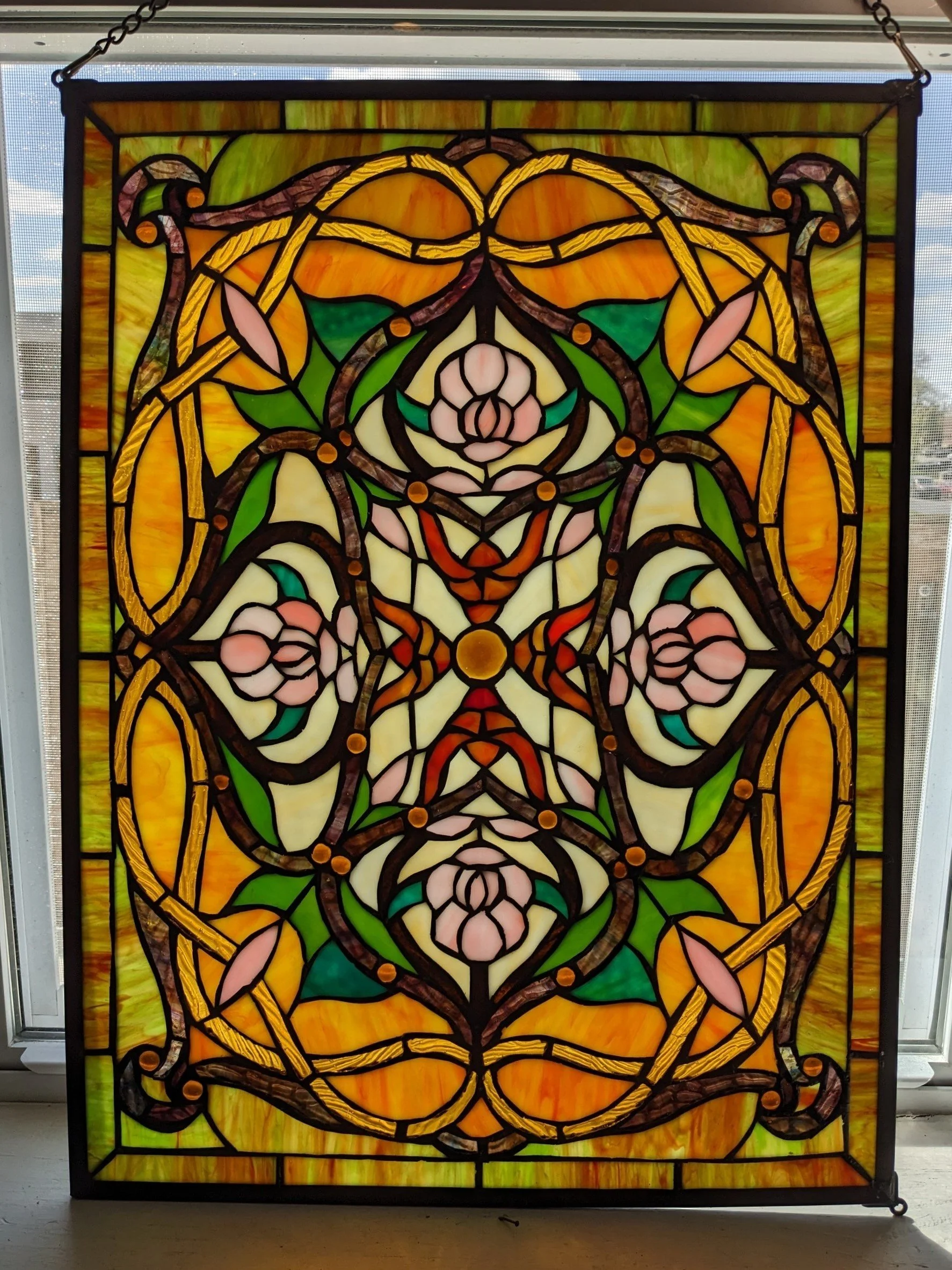 Arts &amp; Crafts Stained Glass Panel