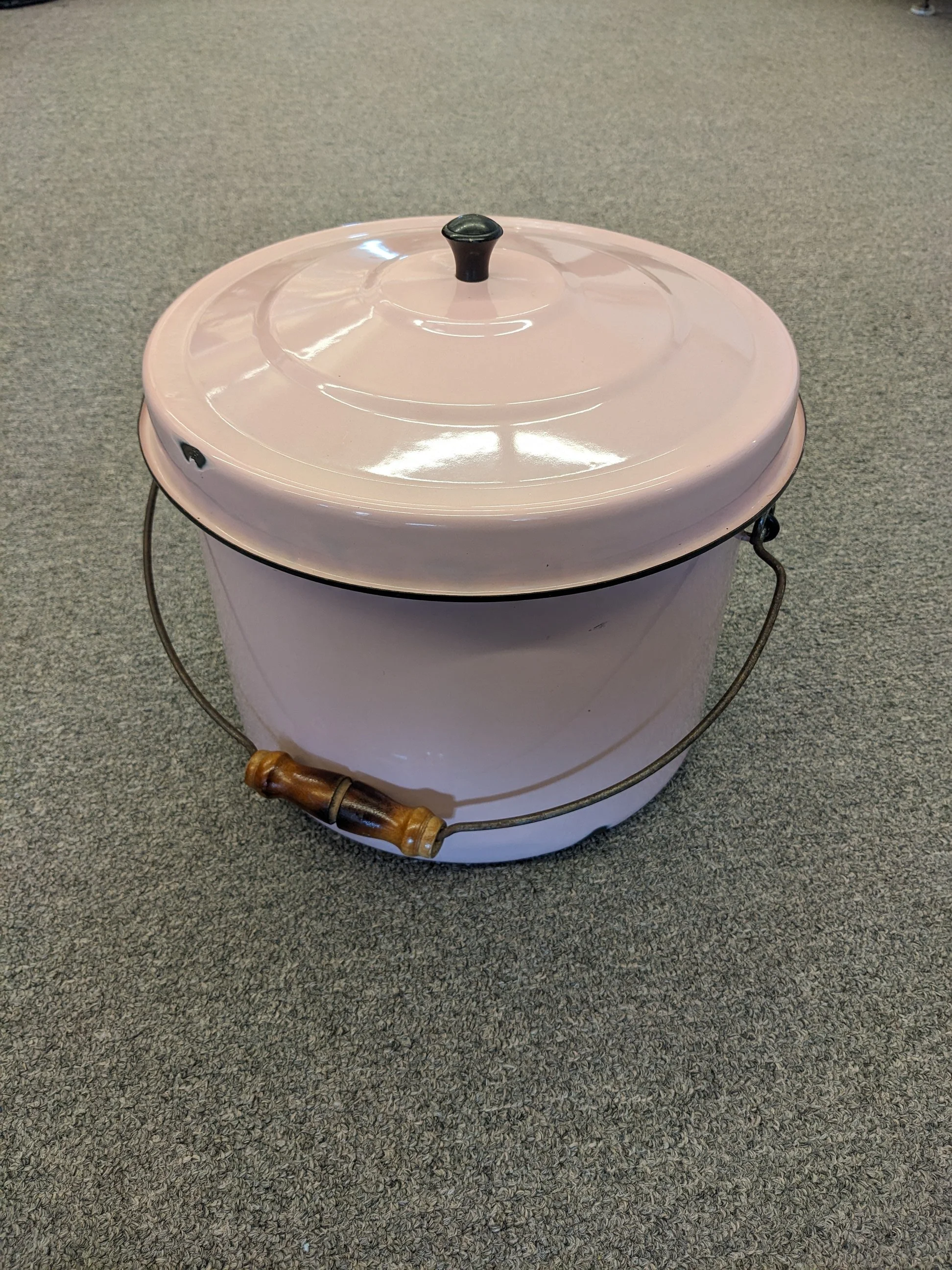 Pink Enamel Diaper Pail/Chamber Pot