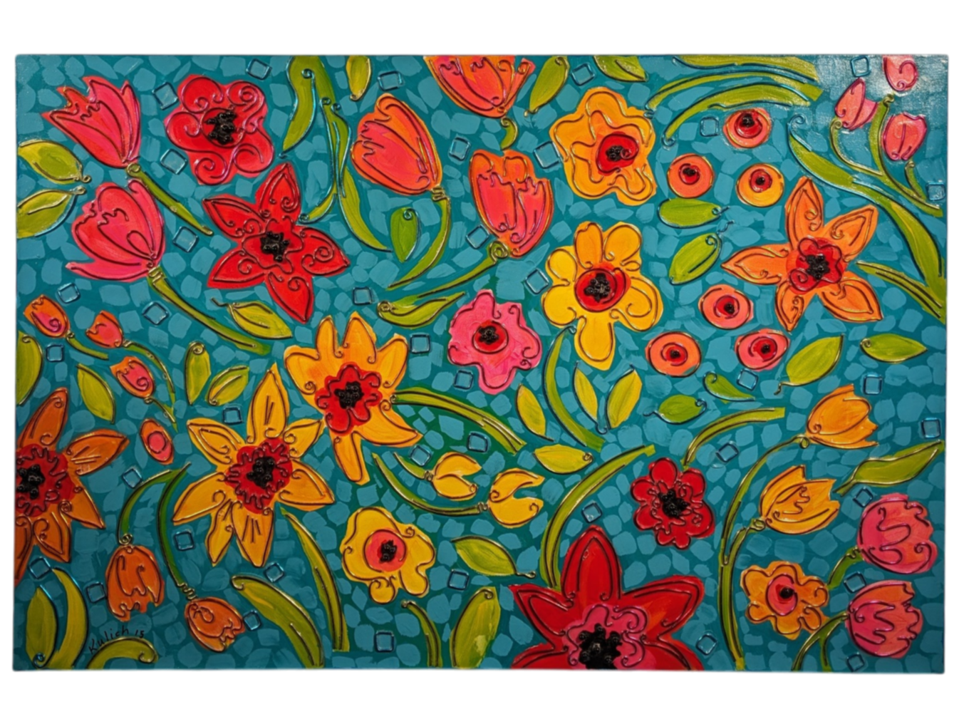 Original Mixed Media Floral Painting