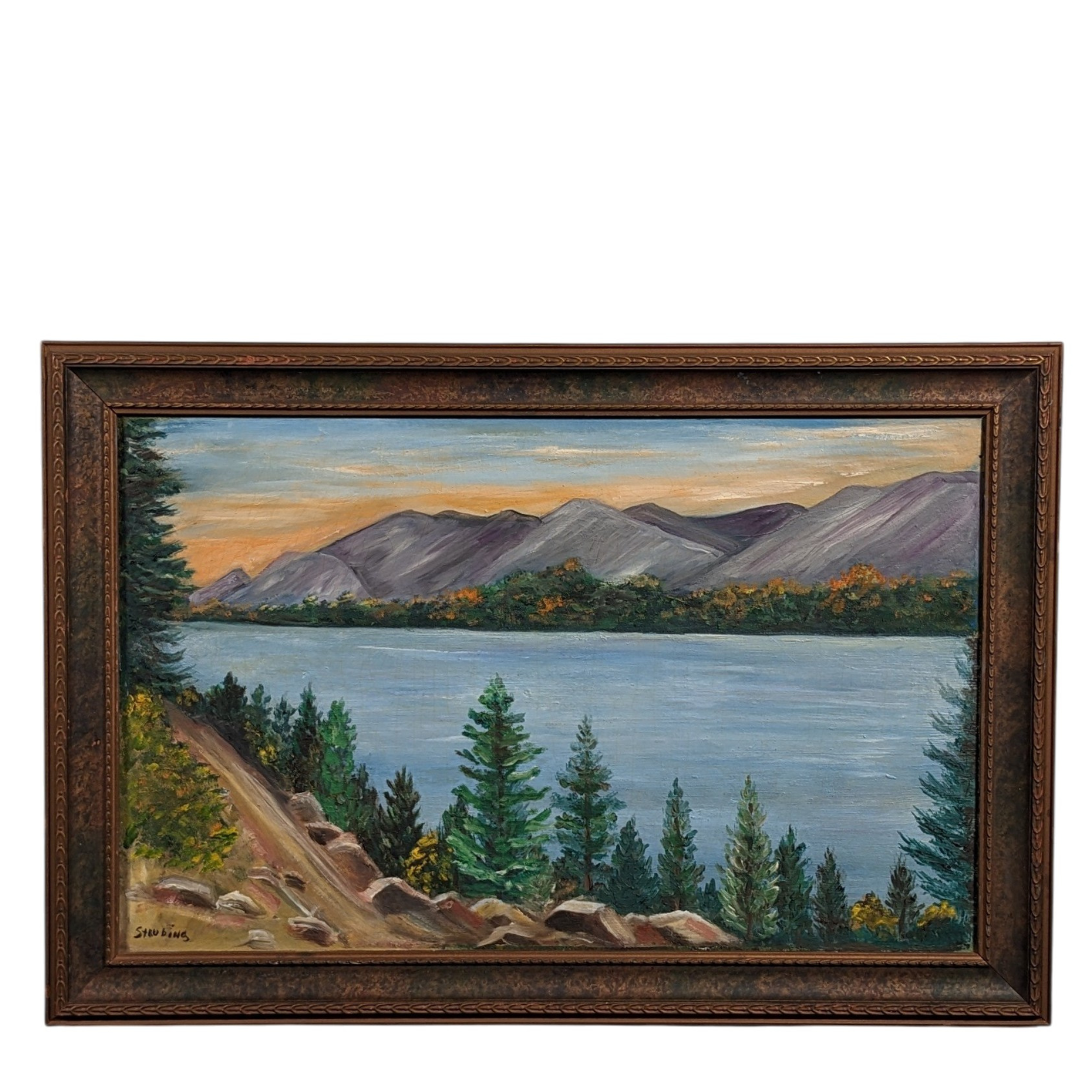 Original Mountain Lake Landscape Painting