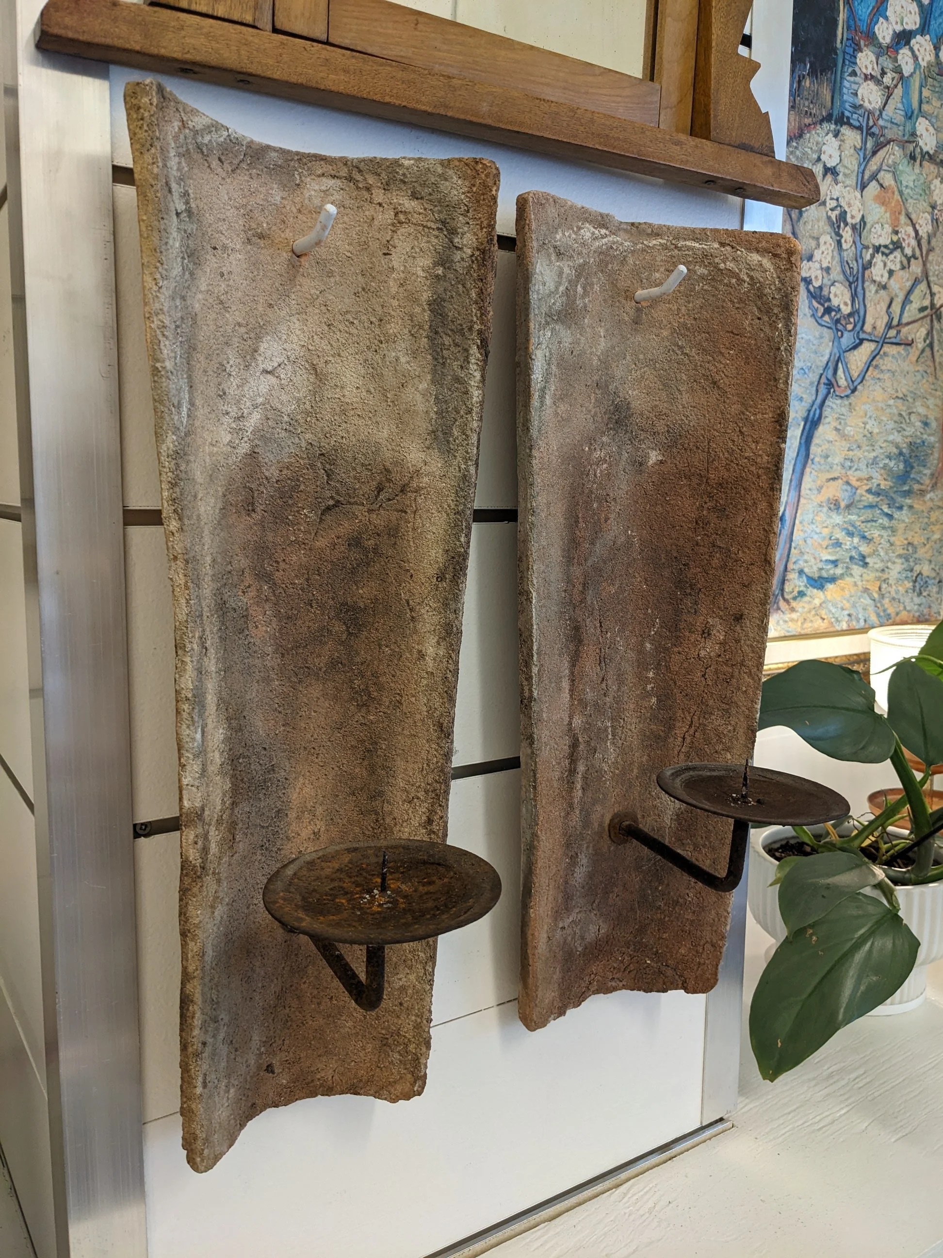 Pair Antique French Roof Tile Sconces