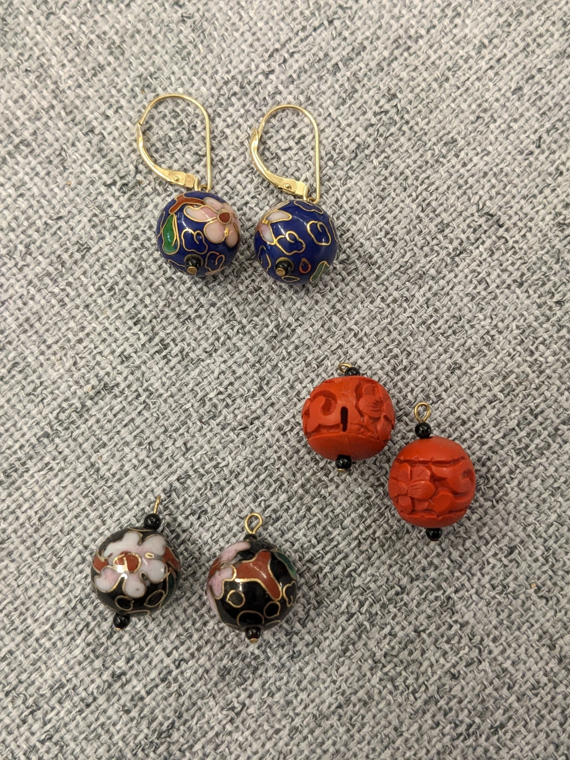 14K Cloisonné Dangle Earrings
