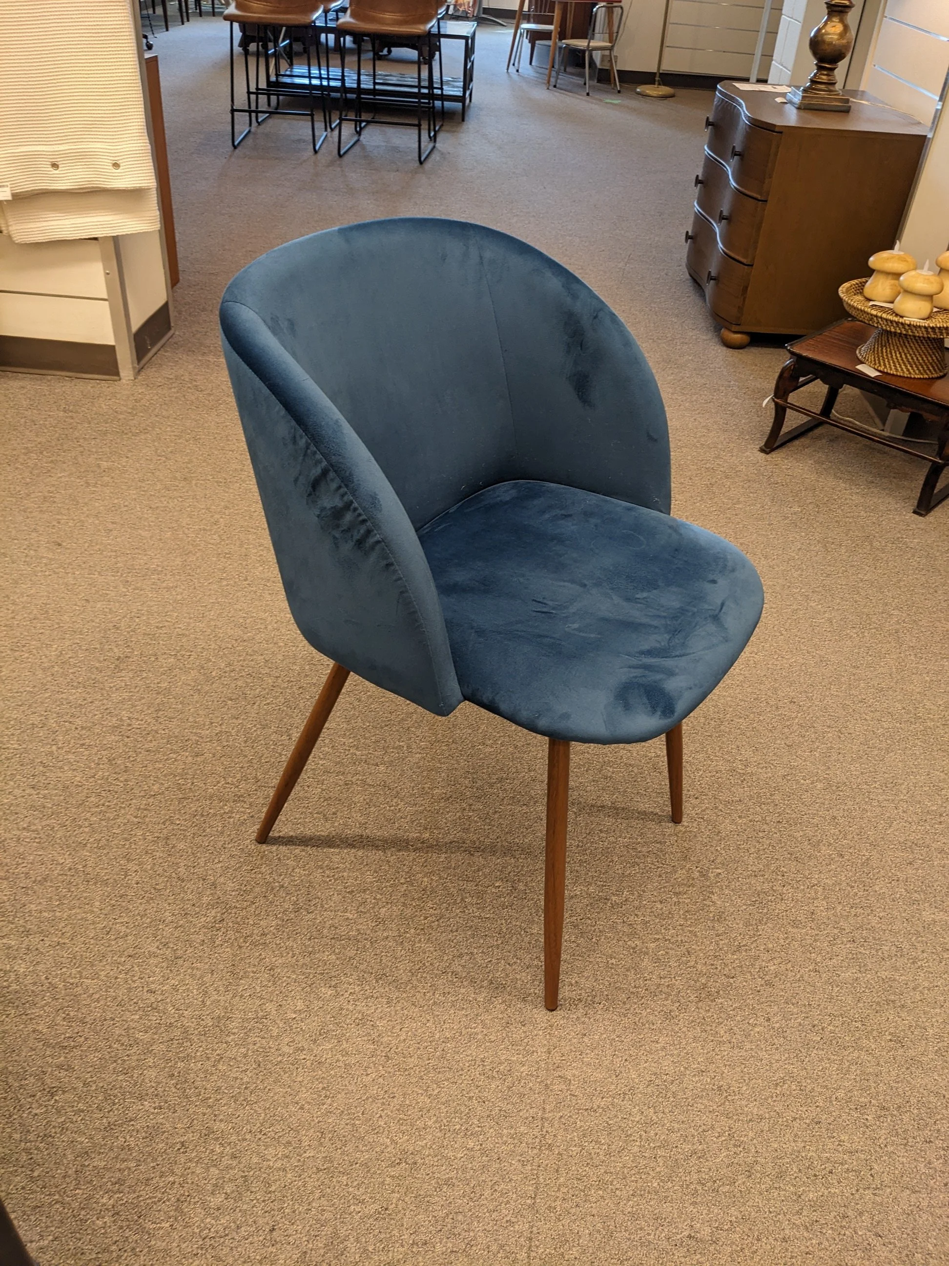 Modern Blue Velvet Accent Chair