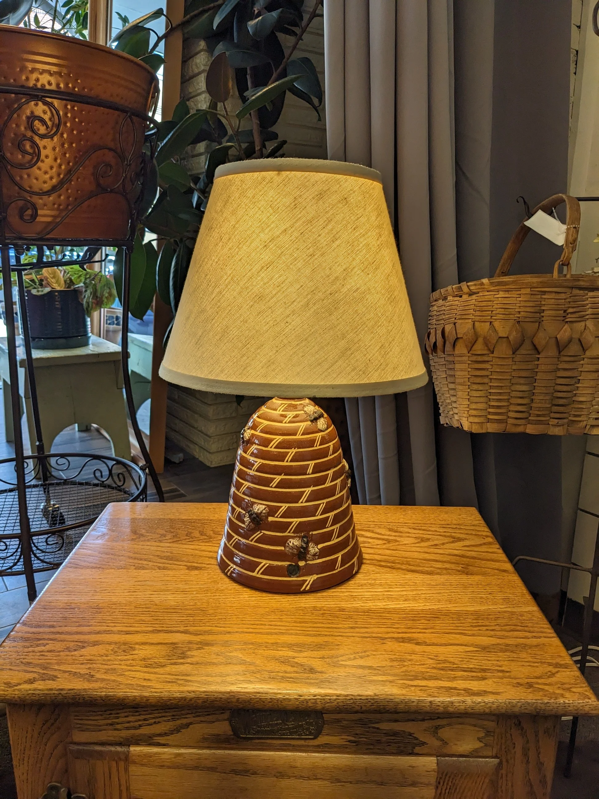 Wisconsin Pottery Beehive Lamp