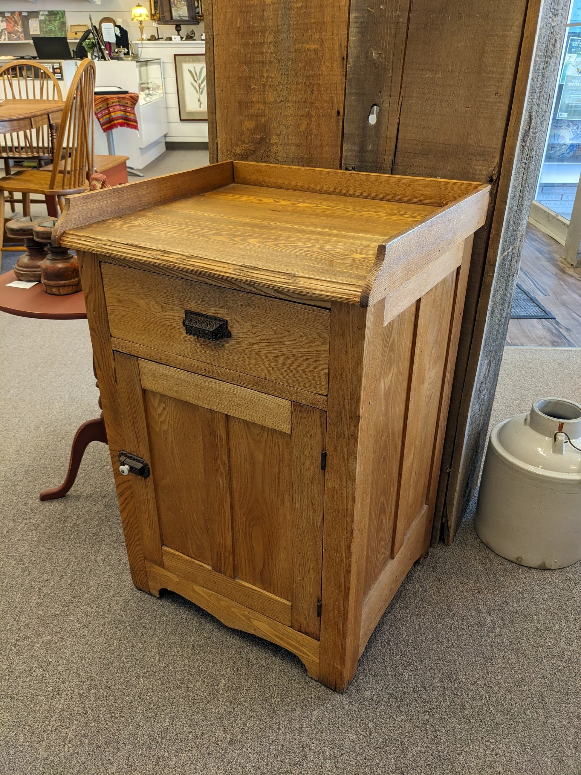 Antique Oak Washstand Cabinet
