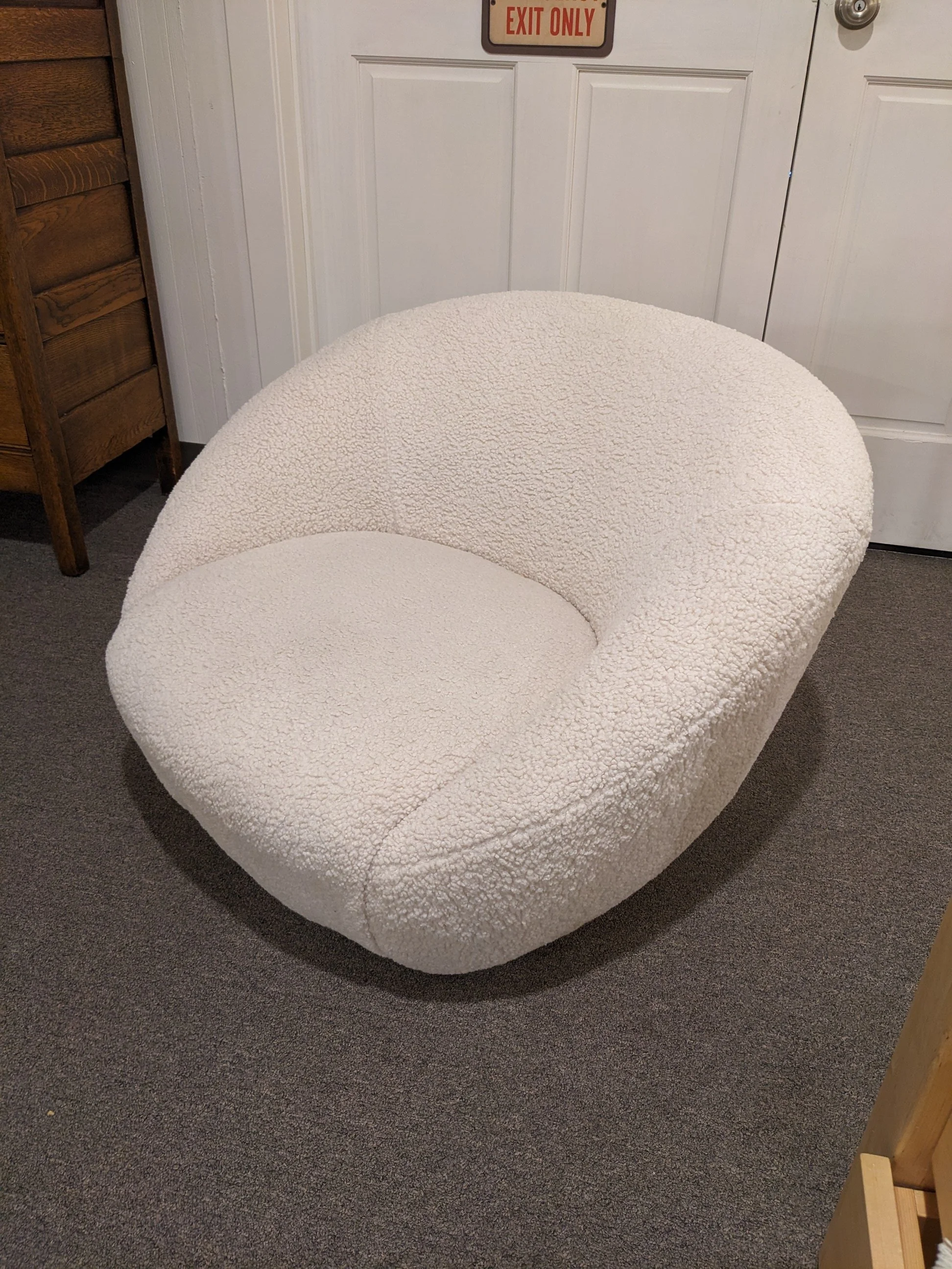 Bouclé Swivel Barrel Chair