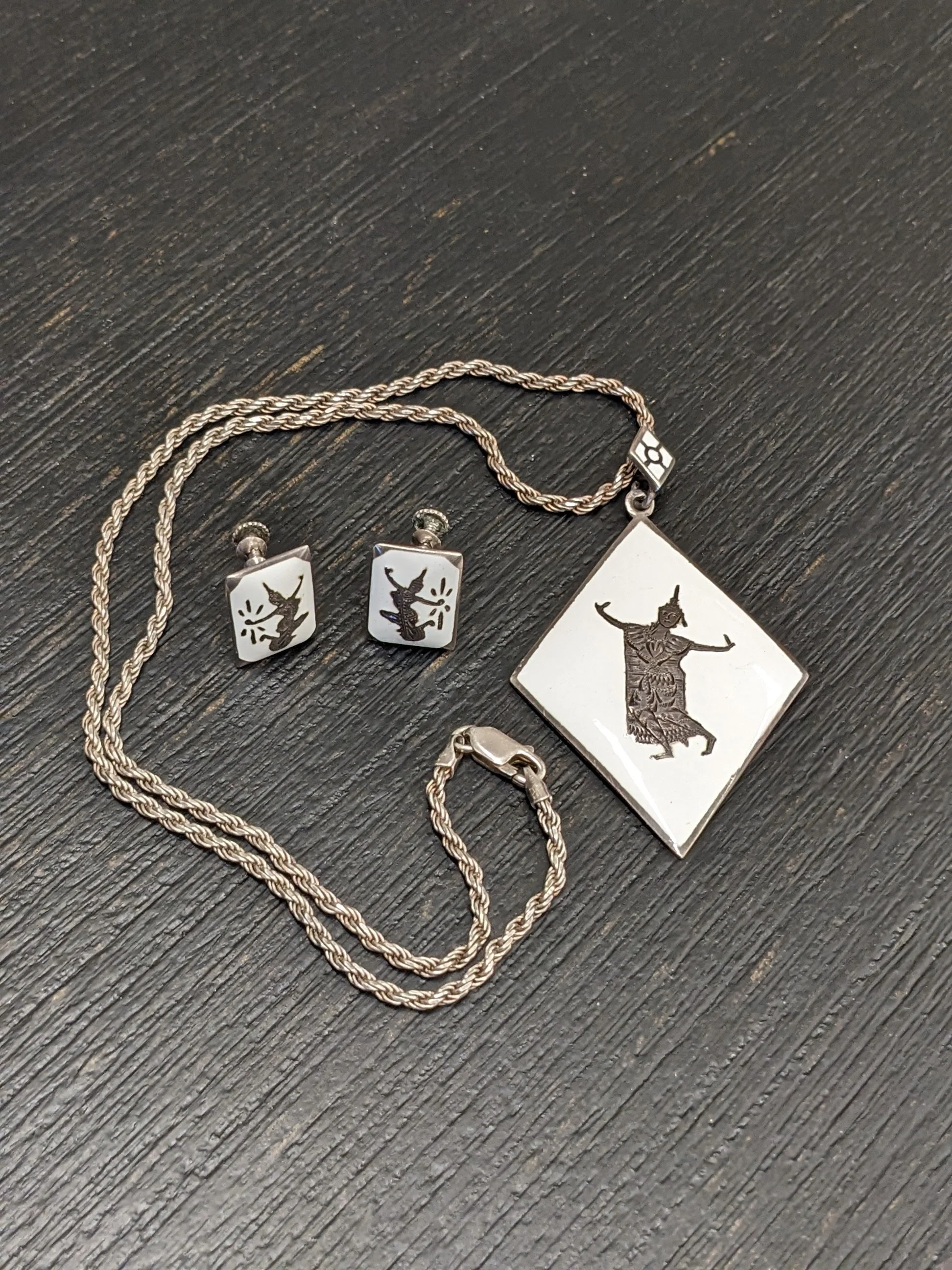 3Pc Siam Sterling Thai Dancer Set