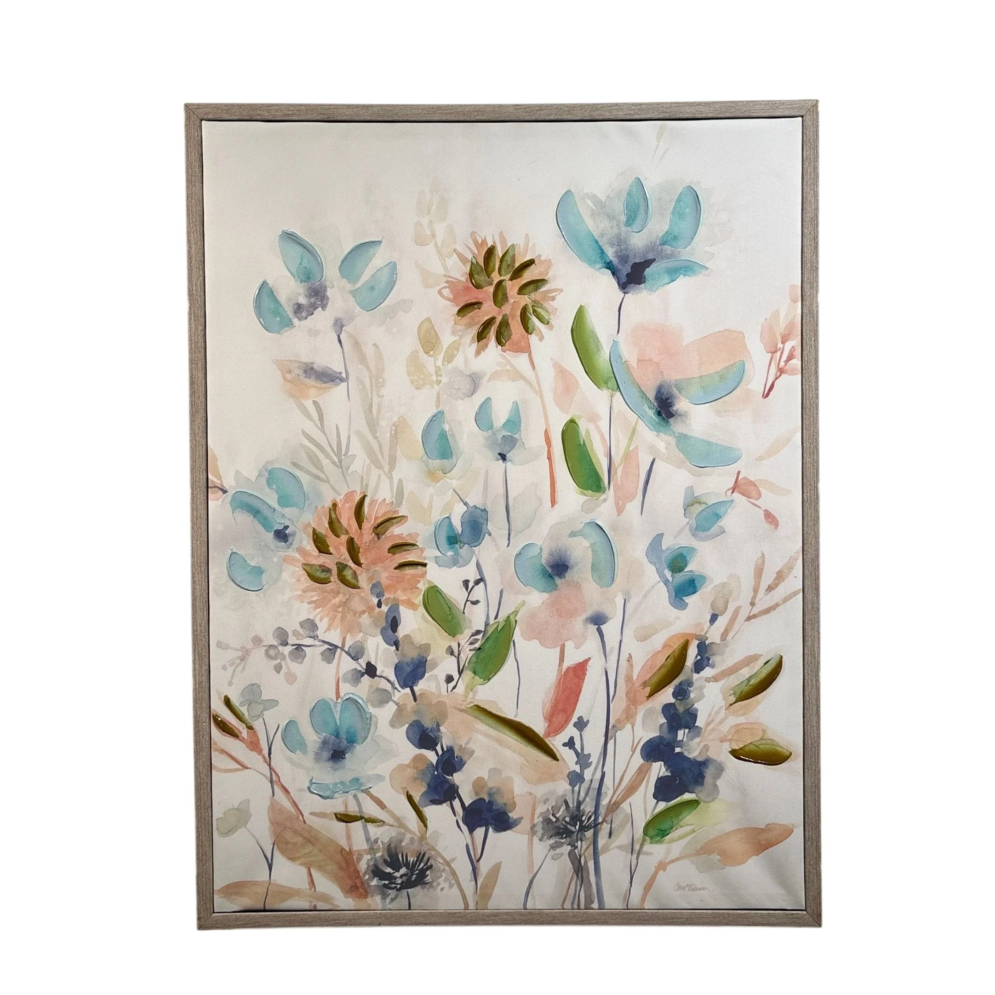 Framed Embellished Floral Canvas