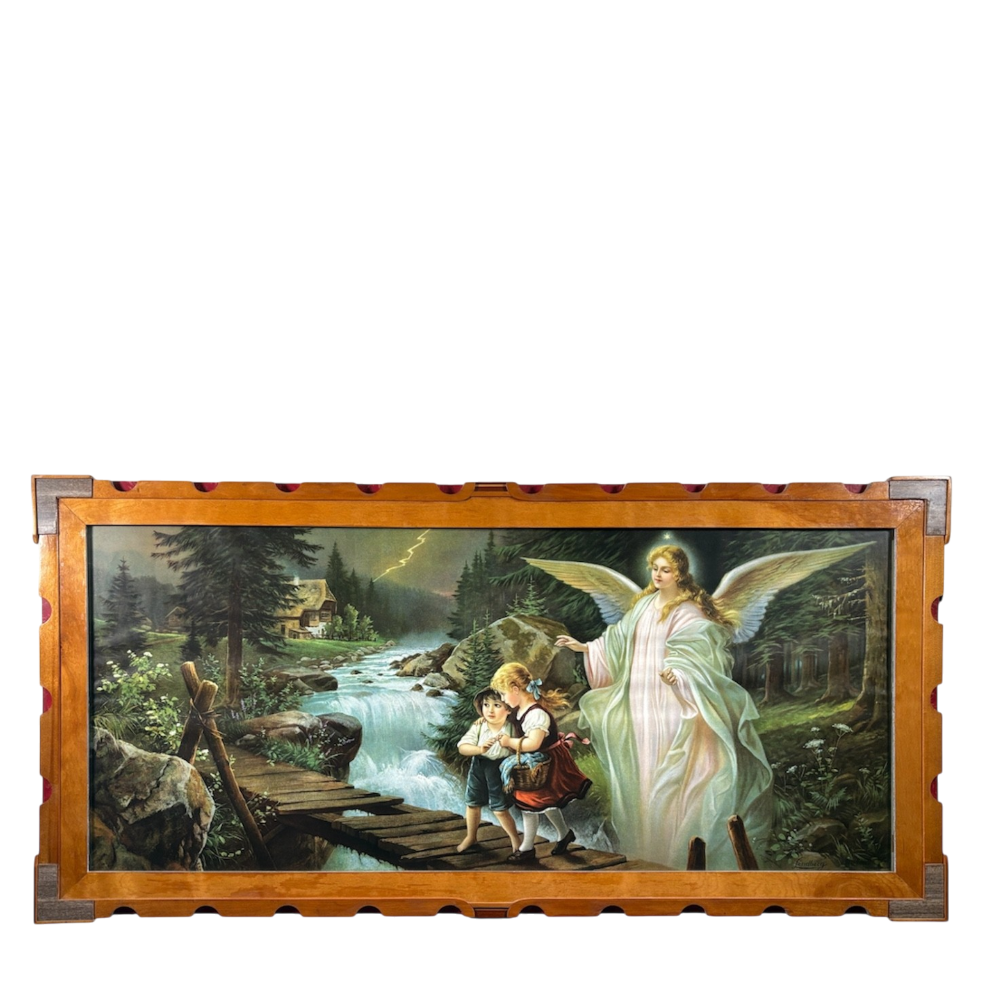 Vtg "Guardian Angel" Chromolithograph