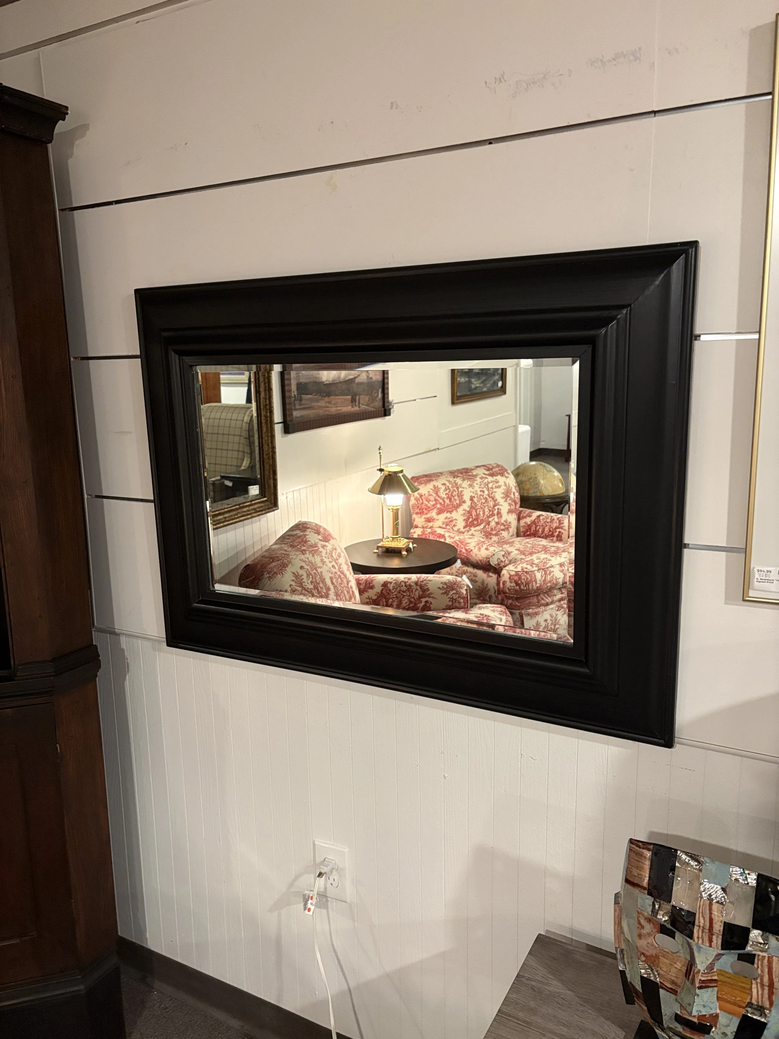 Black Painted Beveled Wall Mirror