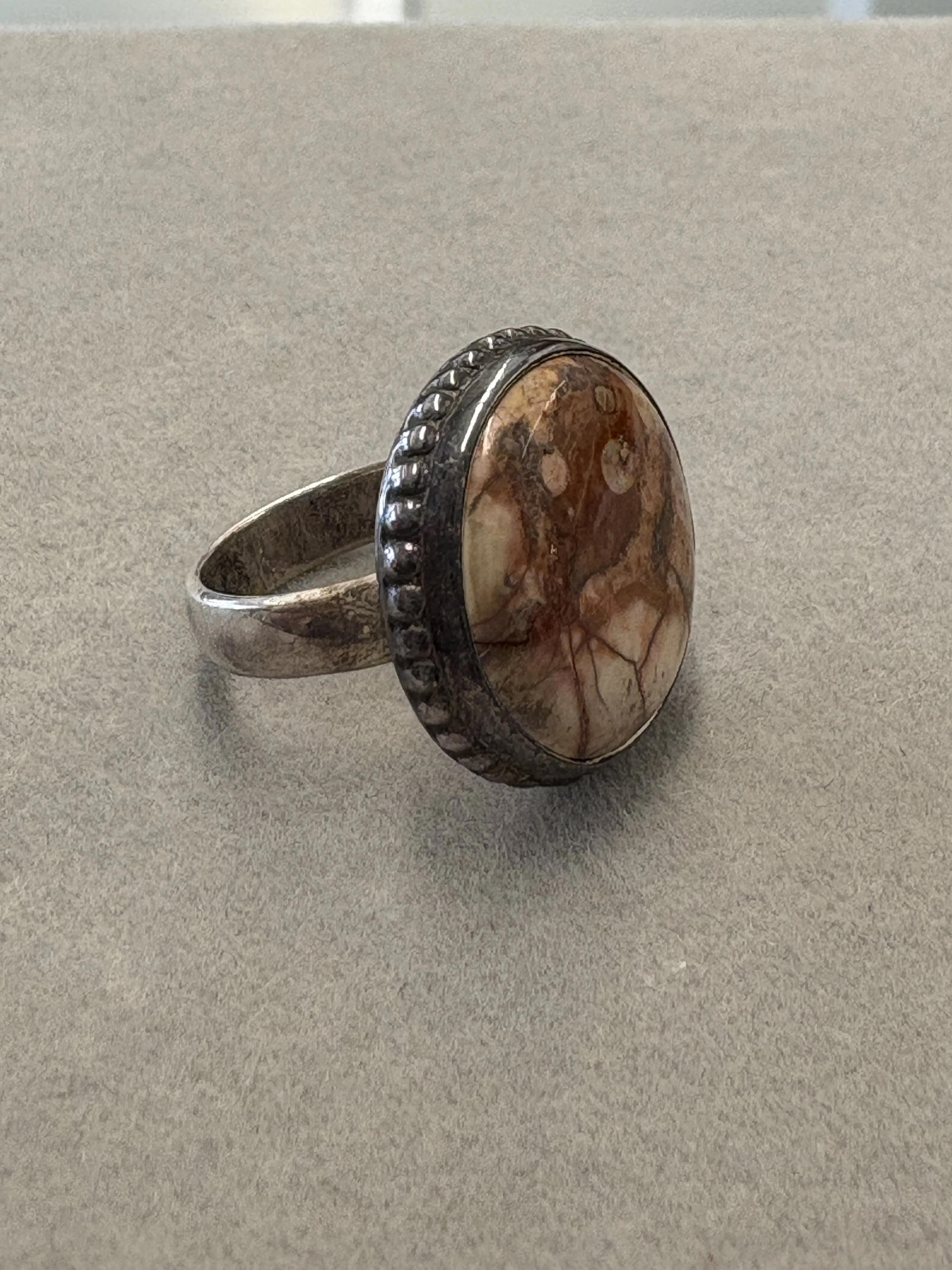 Sterling Silver Cream/Caramel Jasper Ring