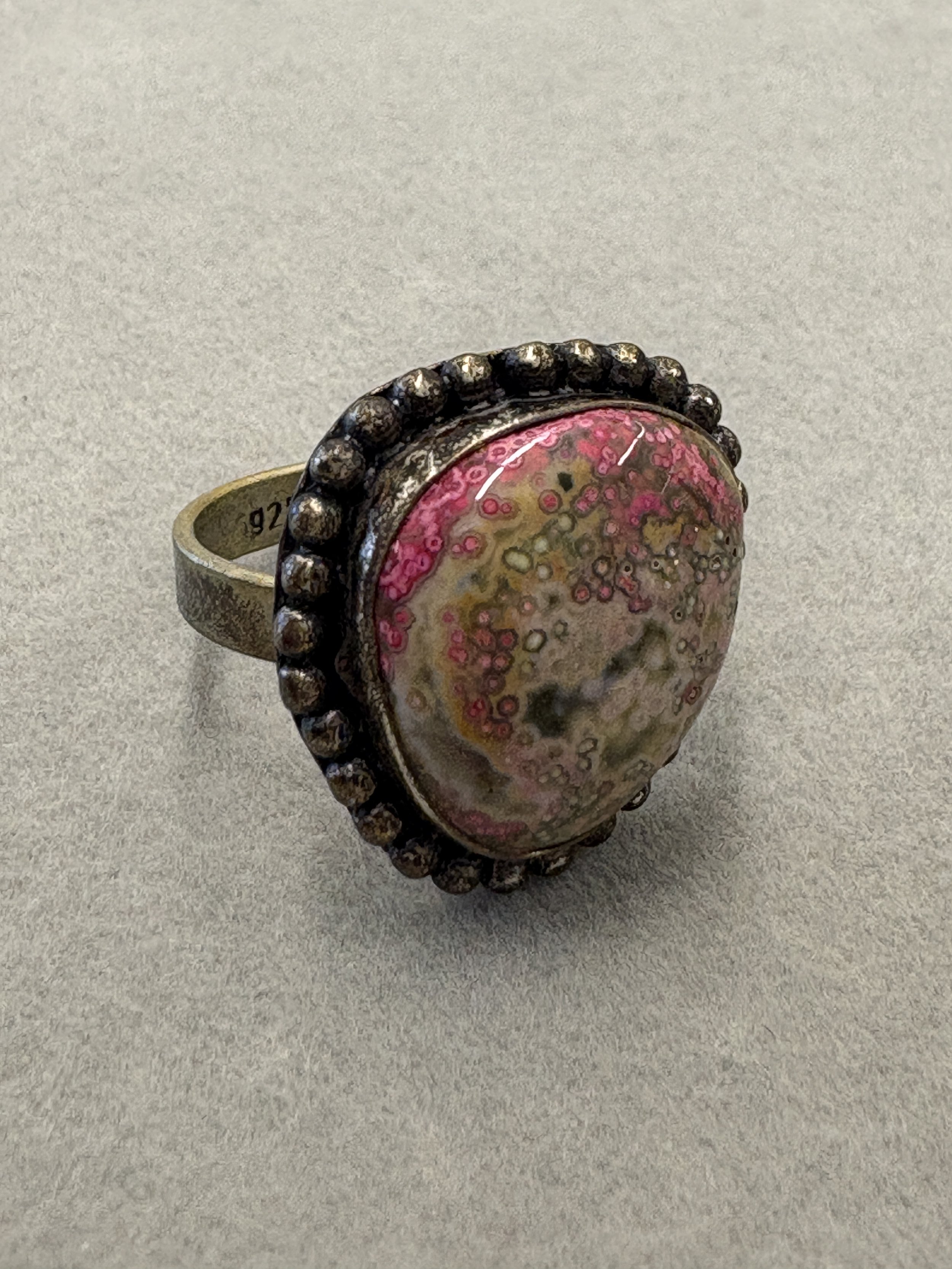 Sterling Silver Pink Jasper Ring