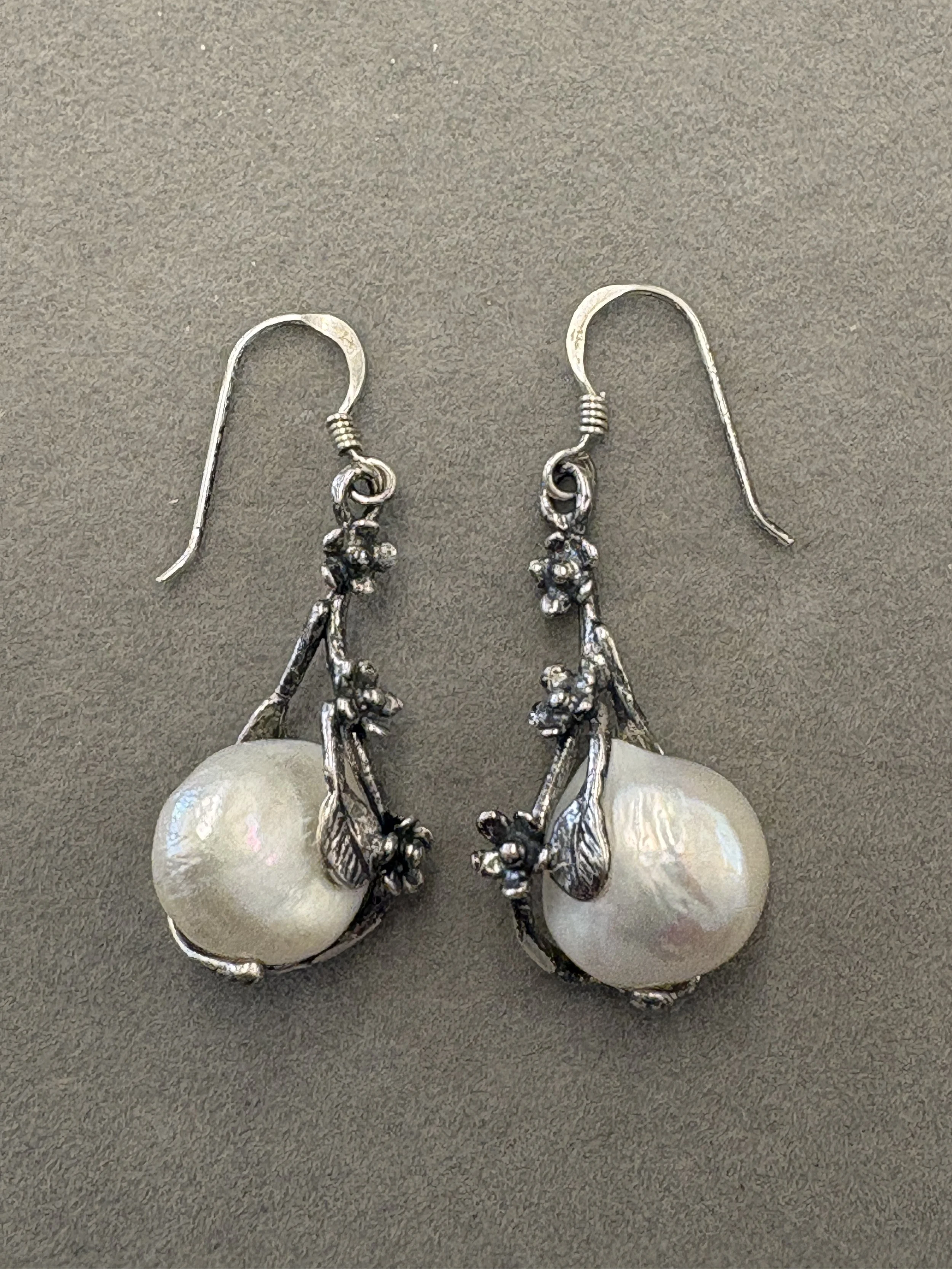Sterling Silver Pearl Dangle Earrings