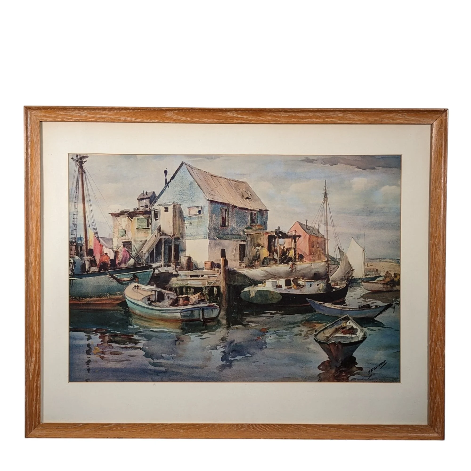 J.M. Sessions Harbor Watercolor Print
