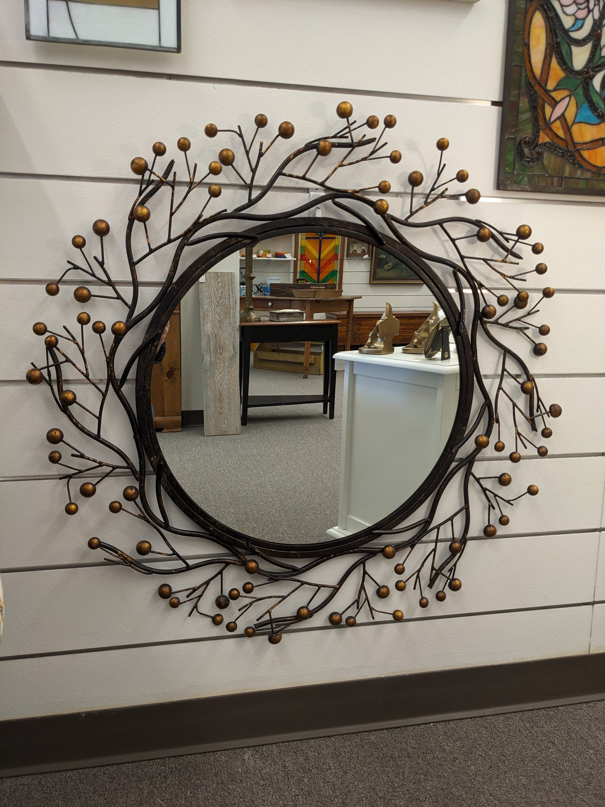 Branches &amp; Berries Round Wall Mirror