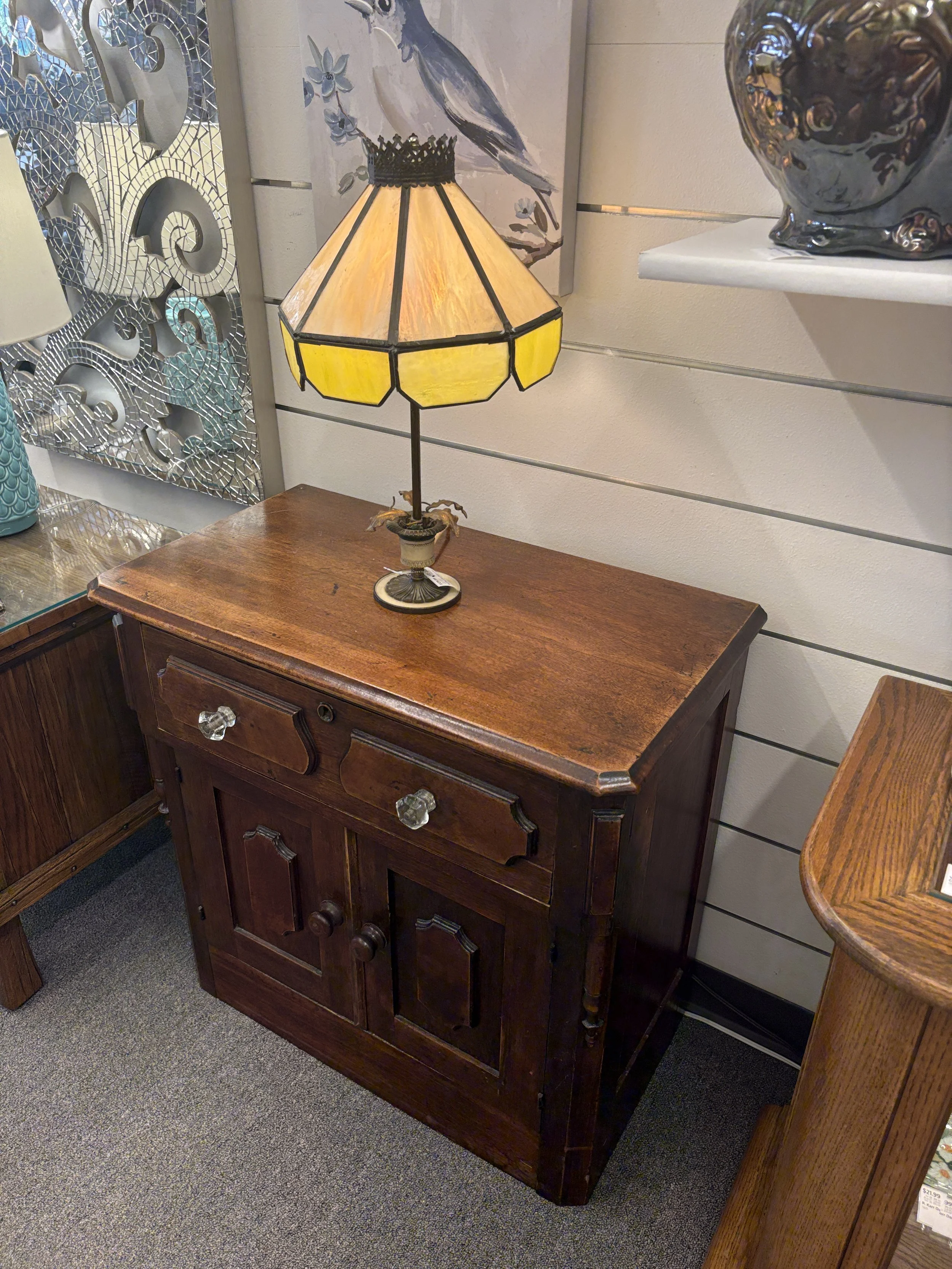 Antique Walnut Washstand Cabinet