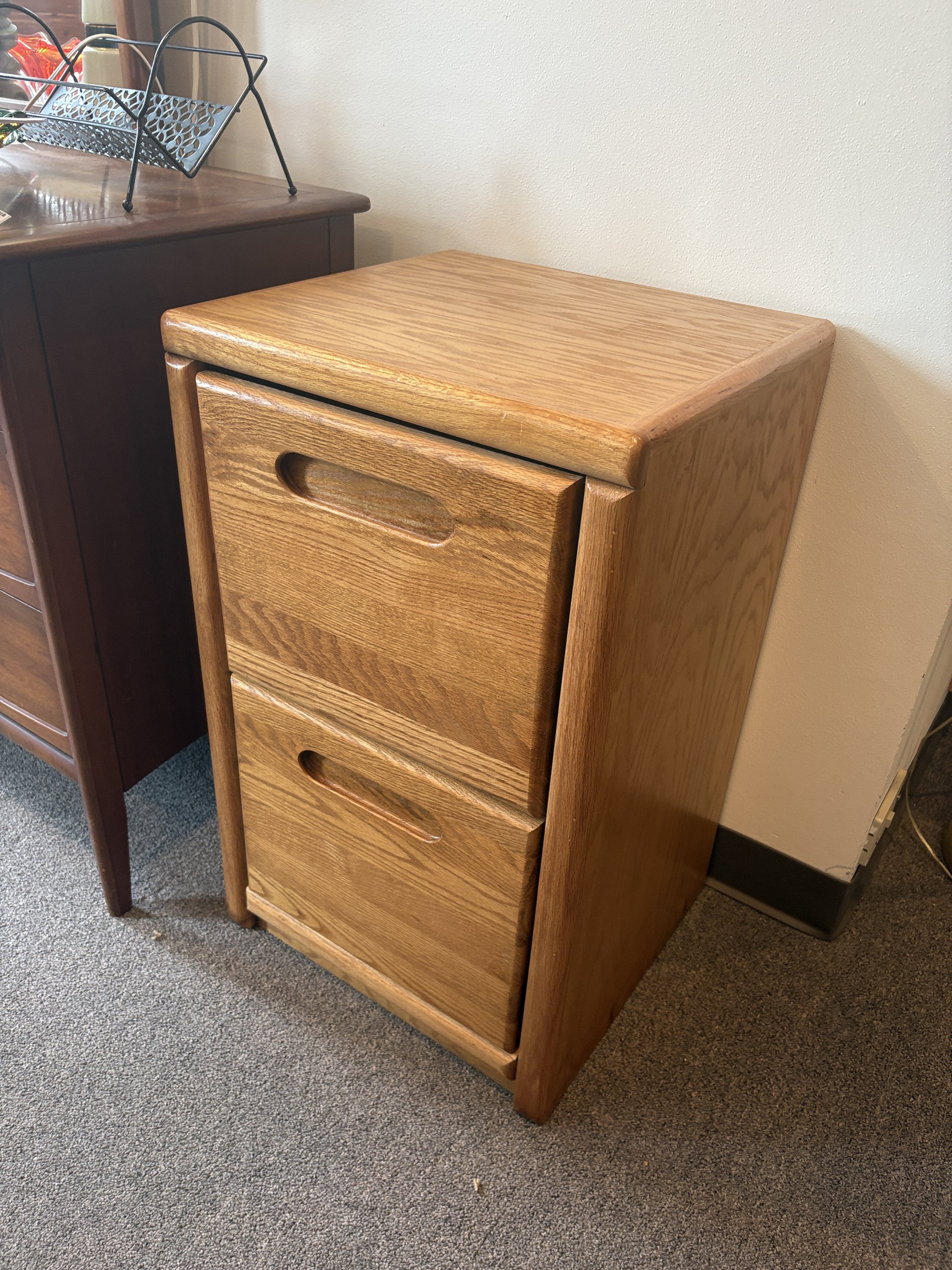Two-Drawer Oak File Cabinet