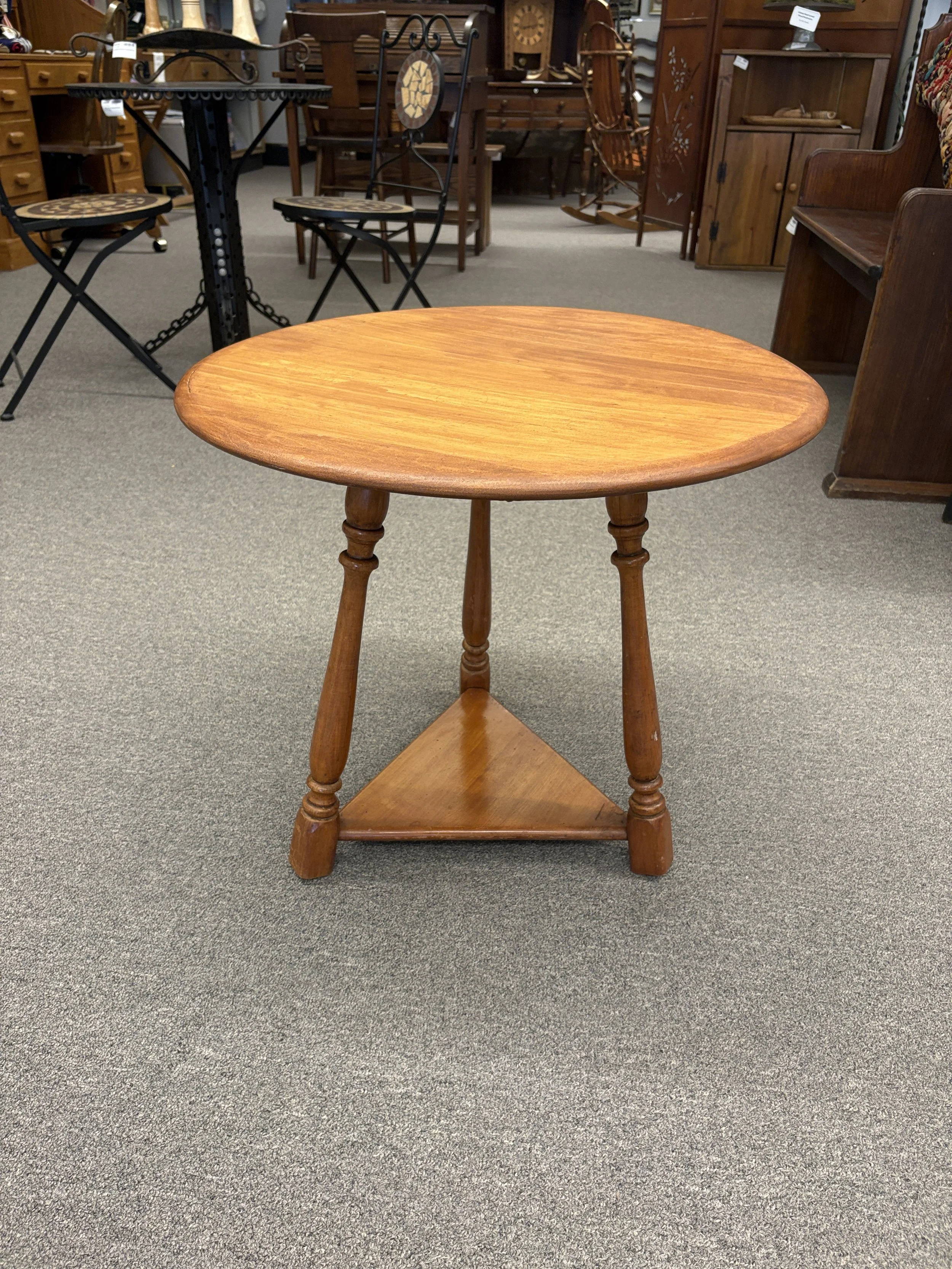 Vintage Maple Cricket-Style Round Table