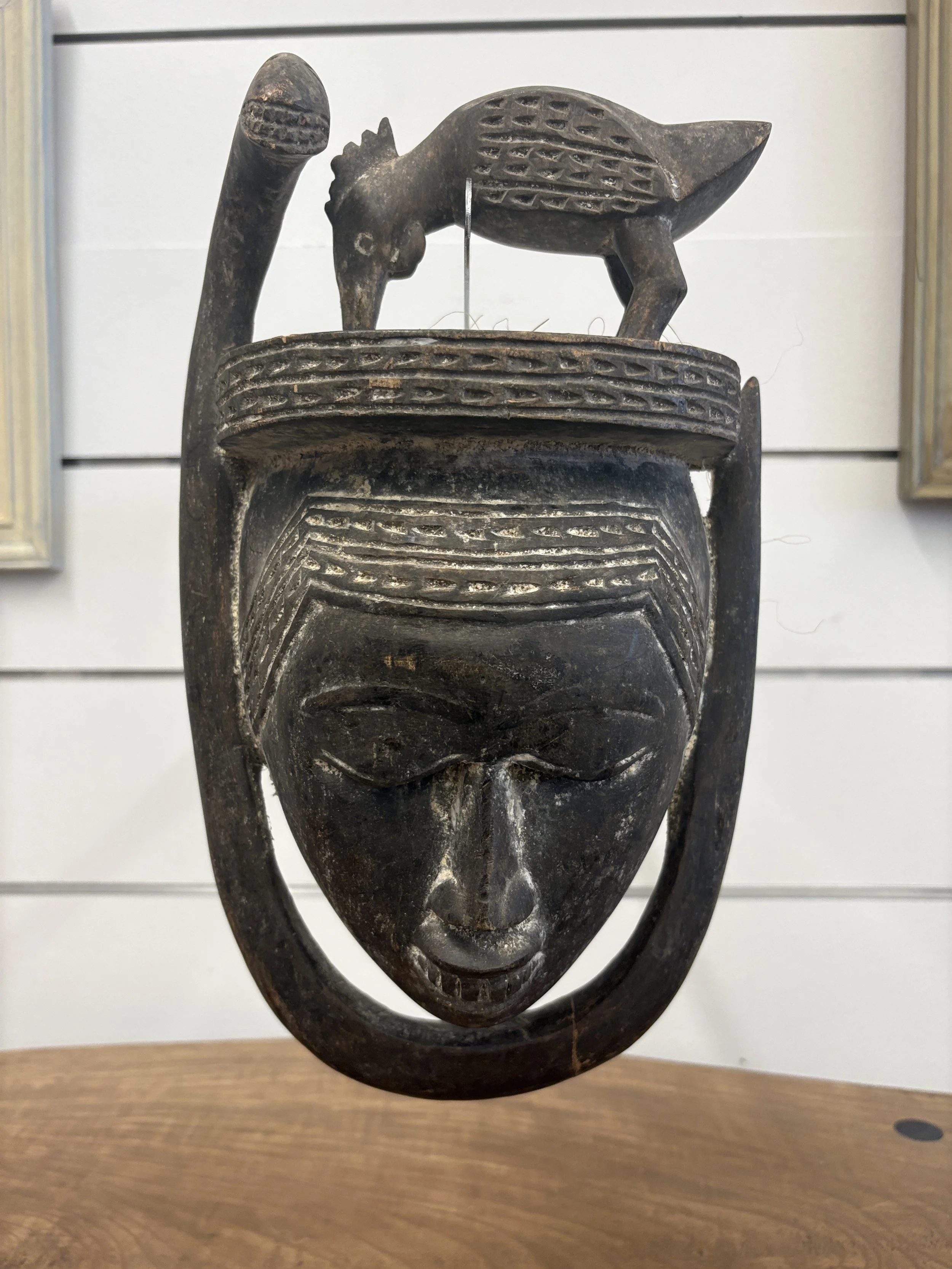 Hand-Carved Ghanaian Folk Art Mask