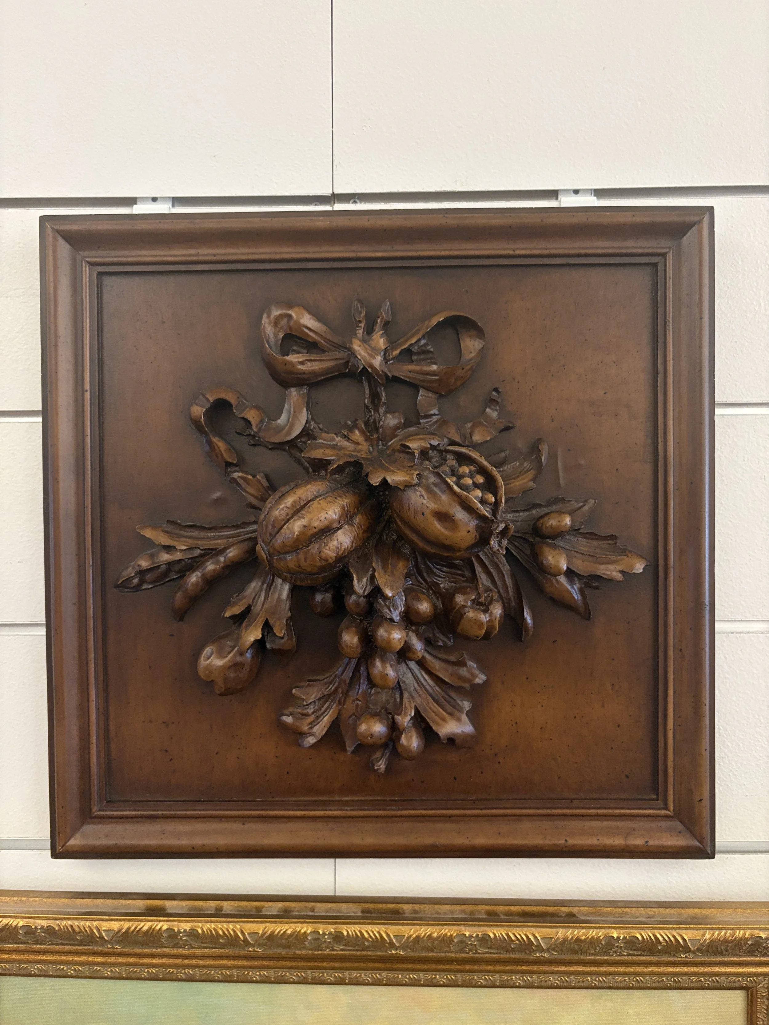 Carved Walnut Fruit Wall Plaque