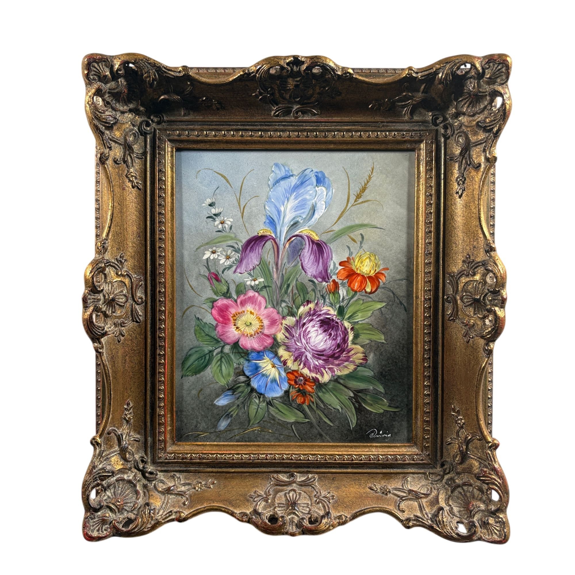 Rare Vintage Signed German Porcelain Painting