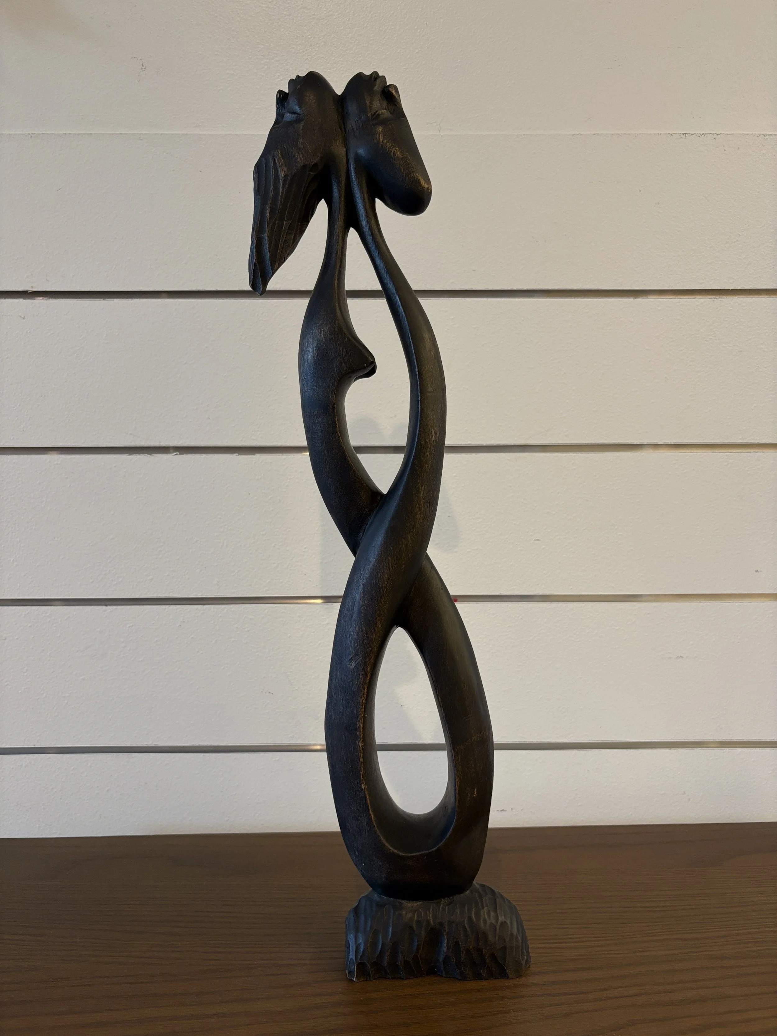 Handcarved Intertwined Lovers Wood Sculpture