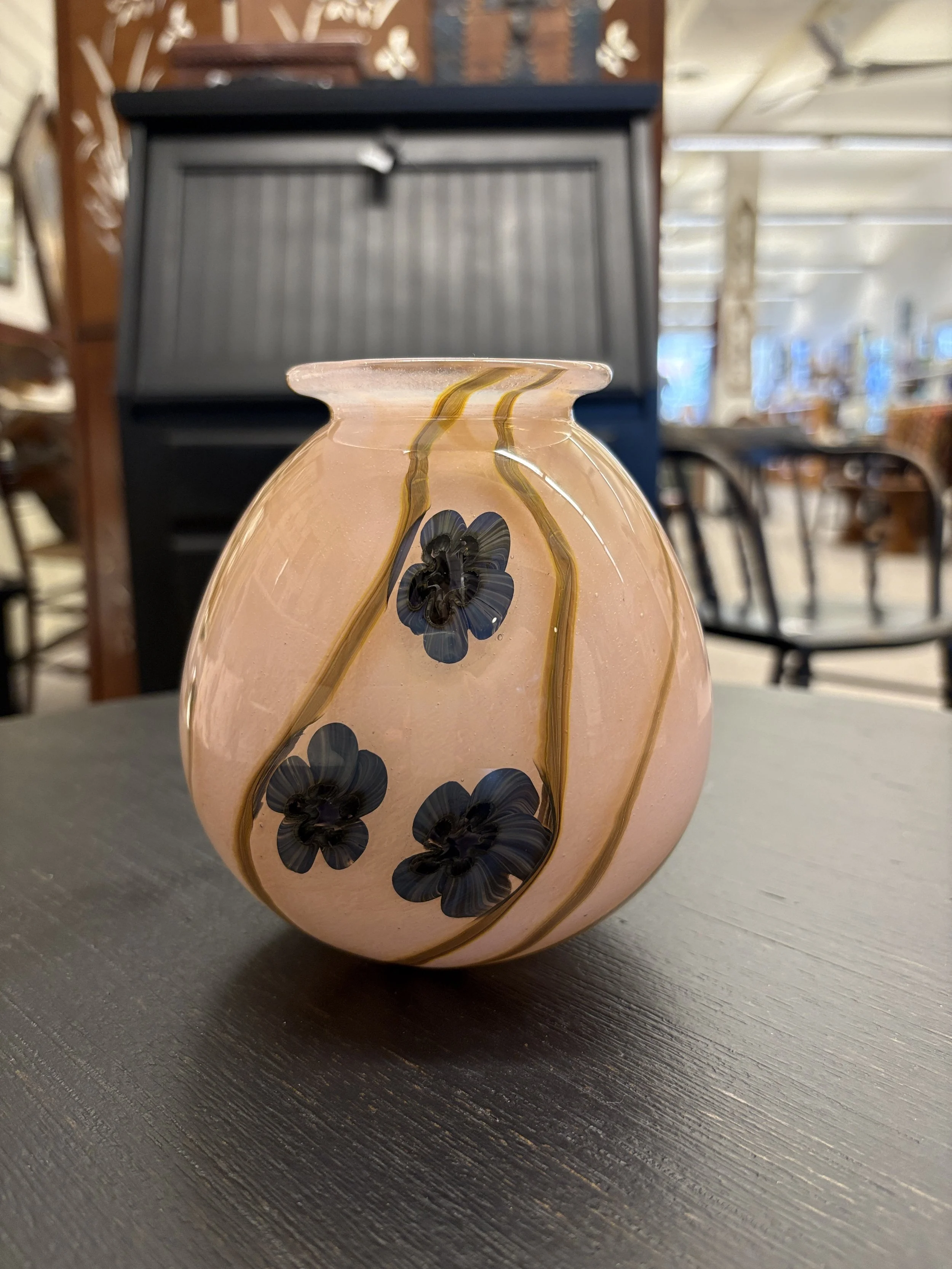 Signed R. Eickholt Glass Floral Vase