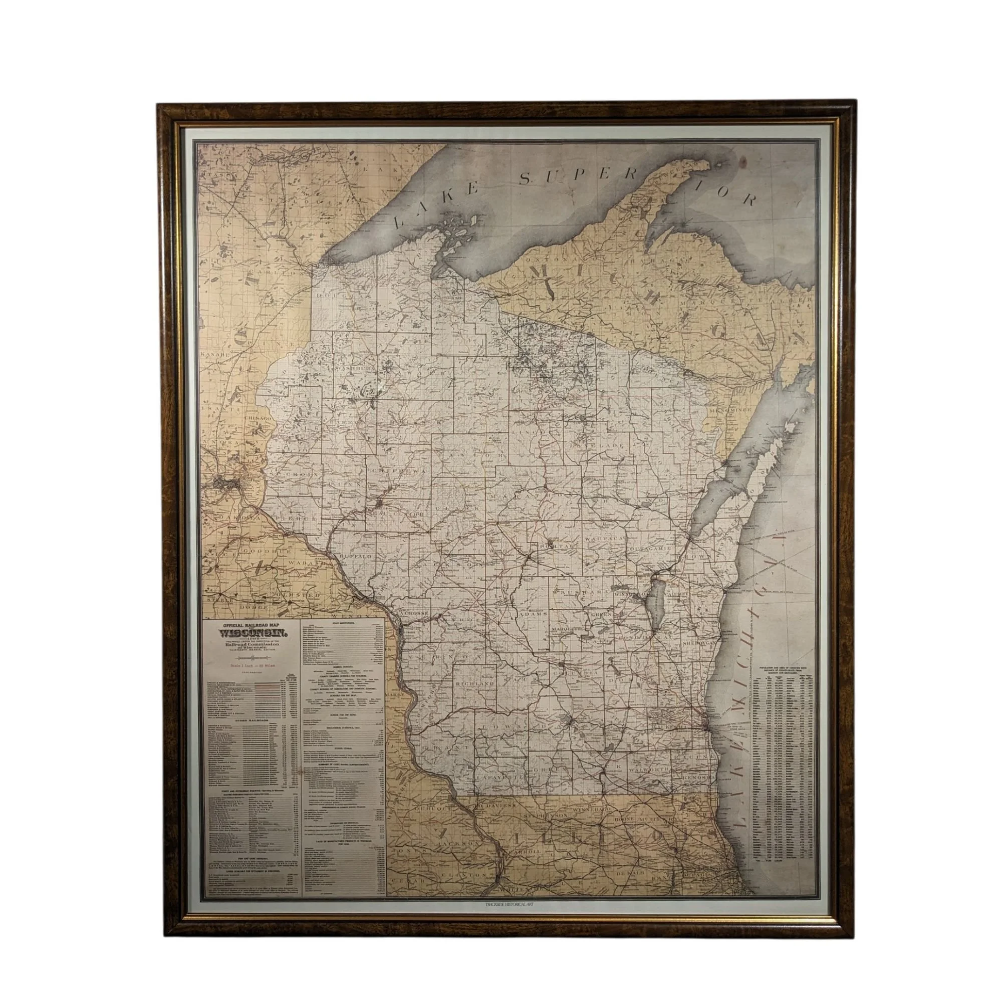 Repro 1908 Wisconsin Railroad Map