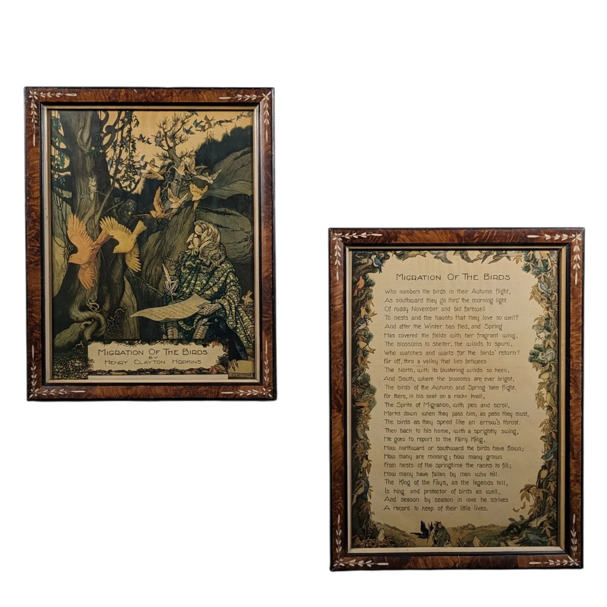Pair 1919 "Migration Of The Birds" Framed Prints