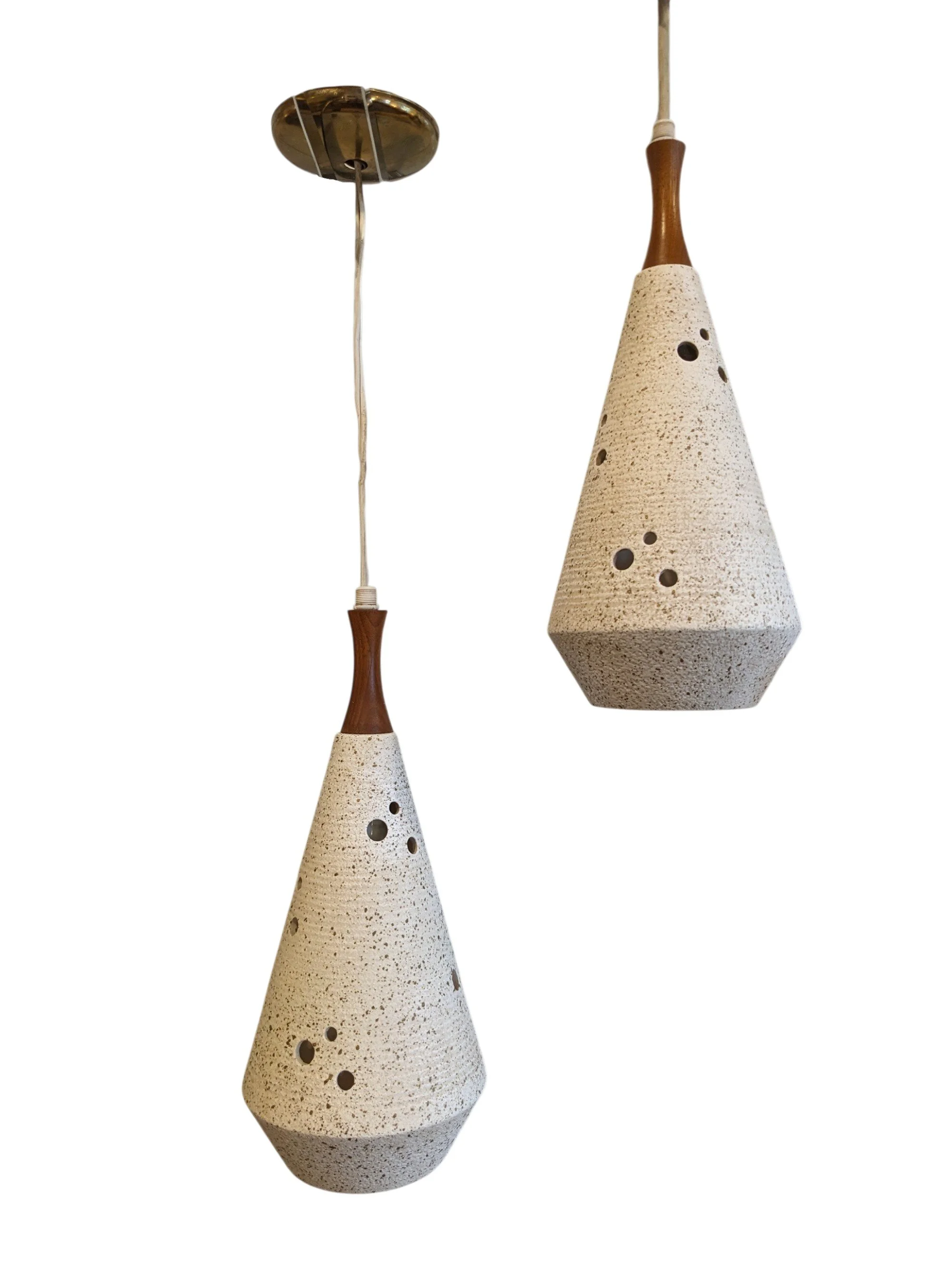 Pair 1960's Ceramic Pendant Lights
