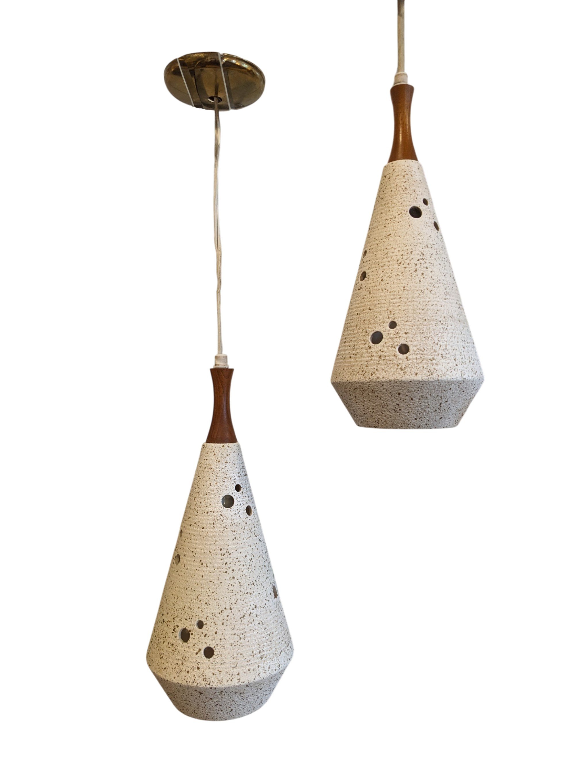 Pair 1960's Ceramic Pendant Lights