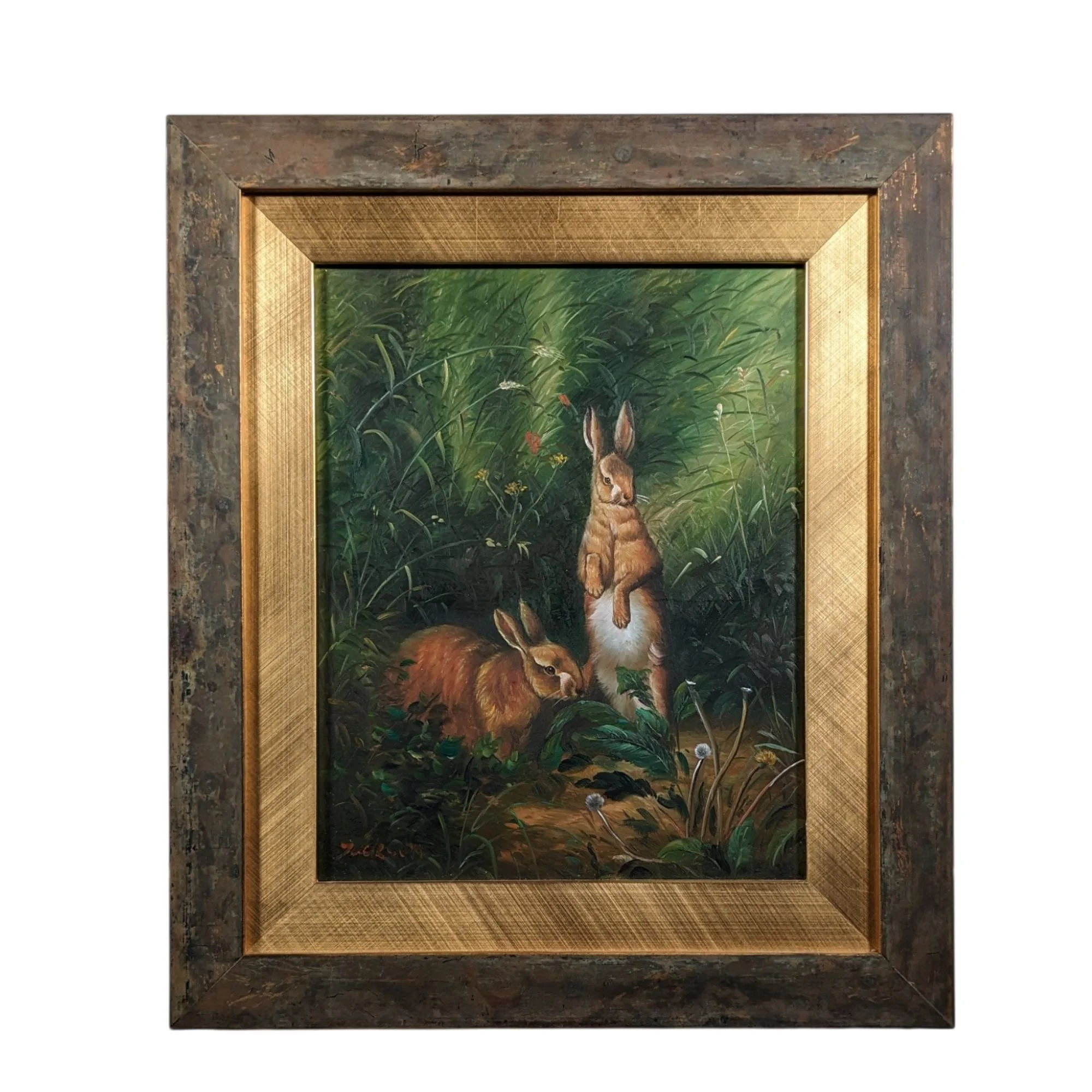 O. Hermansen "Hares" Oil Painting