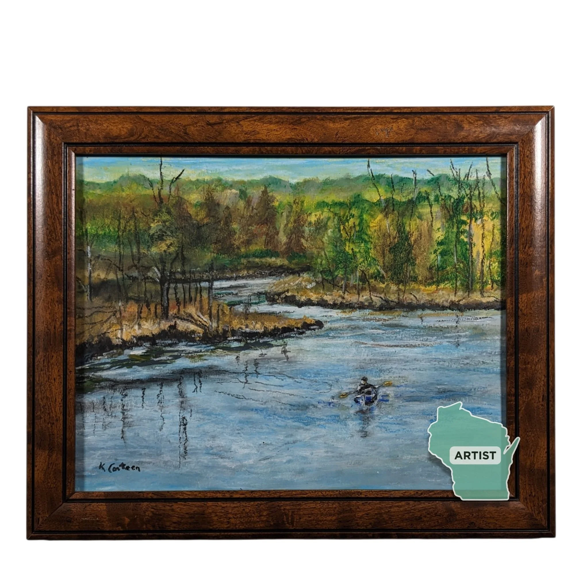 K. Corteen "Heading Upstream" Mixed Media
