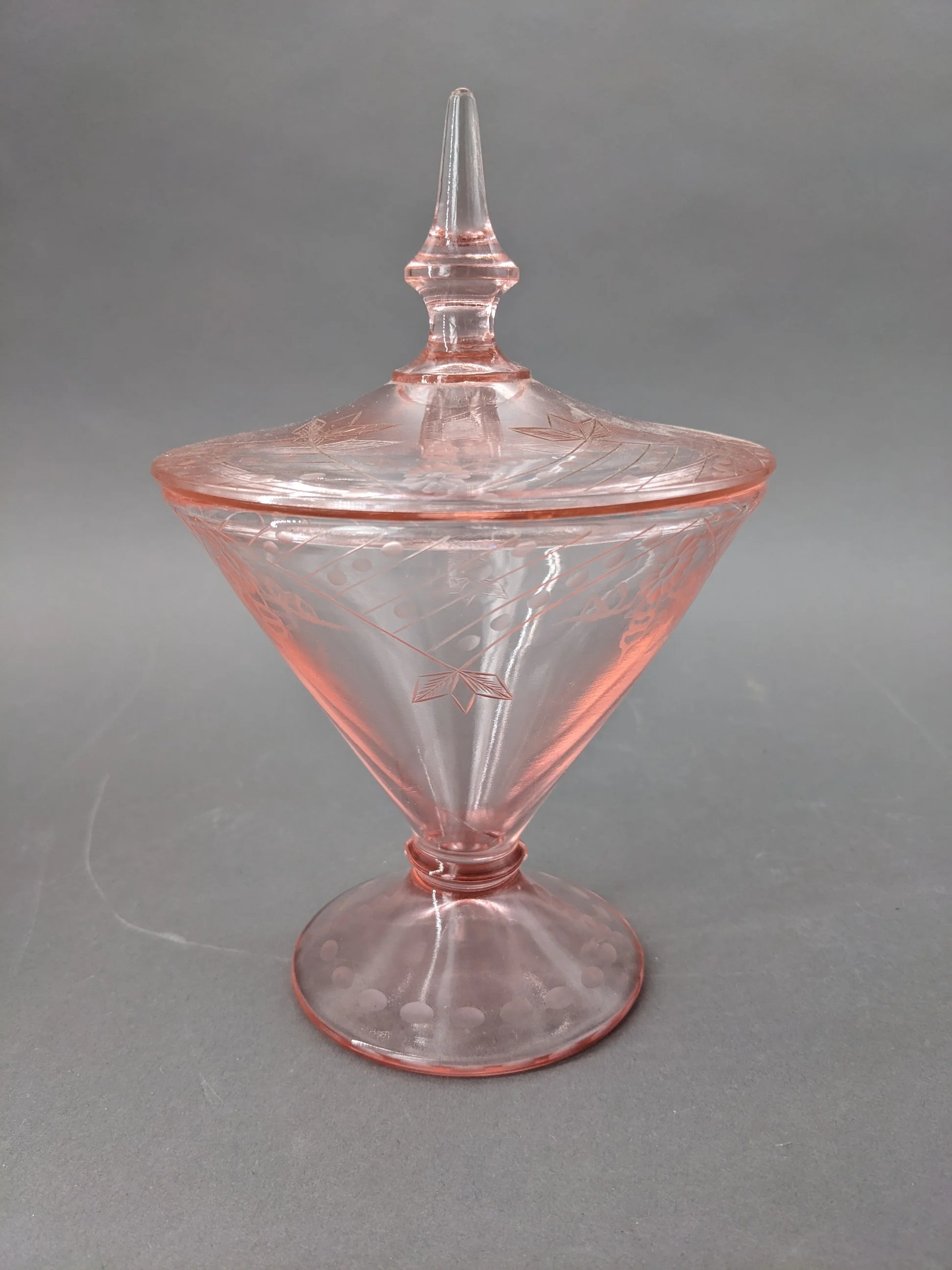 Lancaster Pink Depression Glass Dish