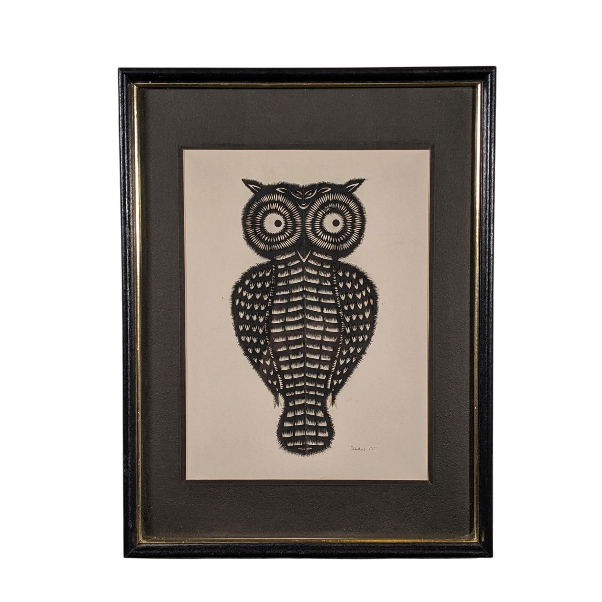 Signed Hand-Cut Paper Owl Art
