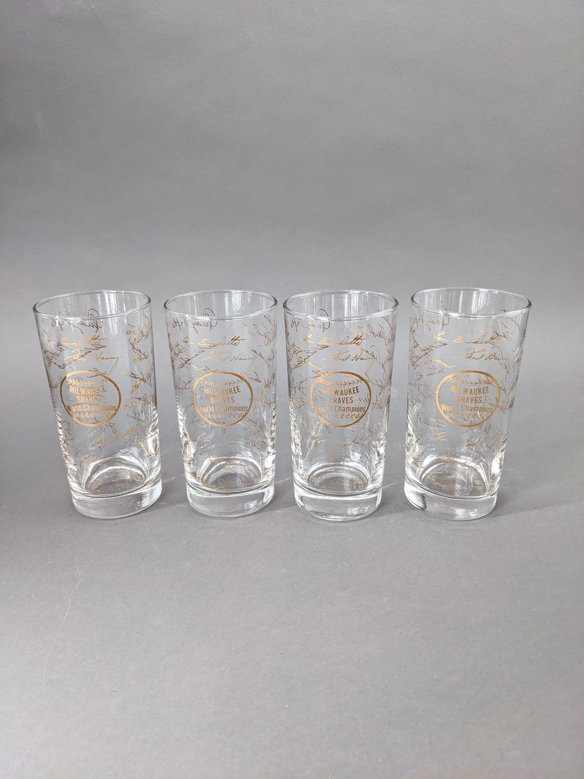 Set (4) 1957 Milwaukee Braves Highball Glasses