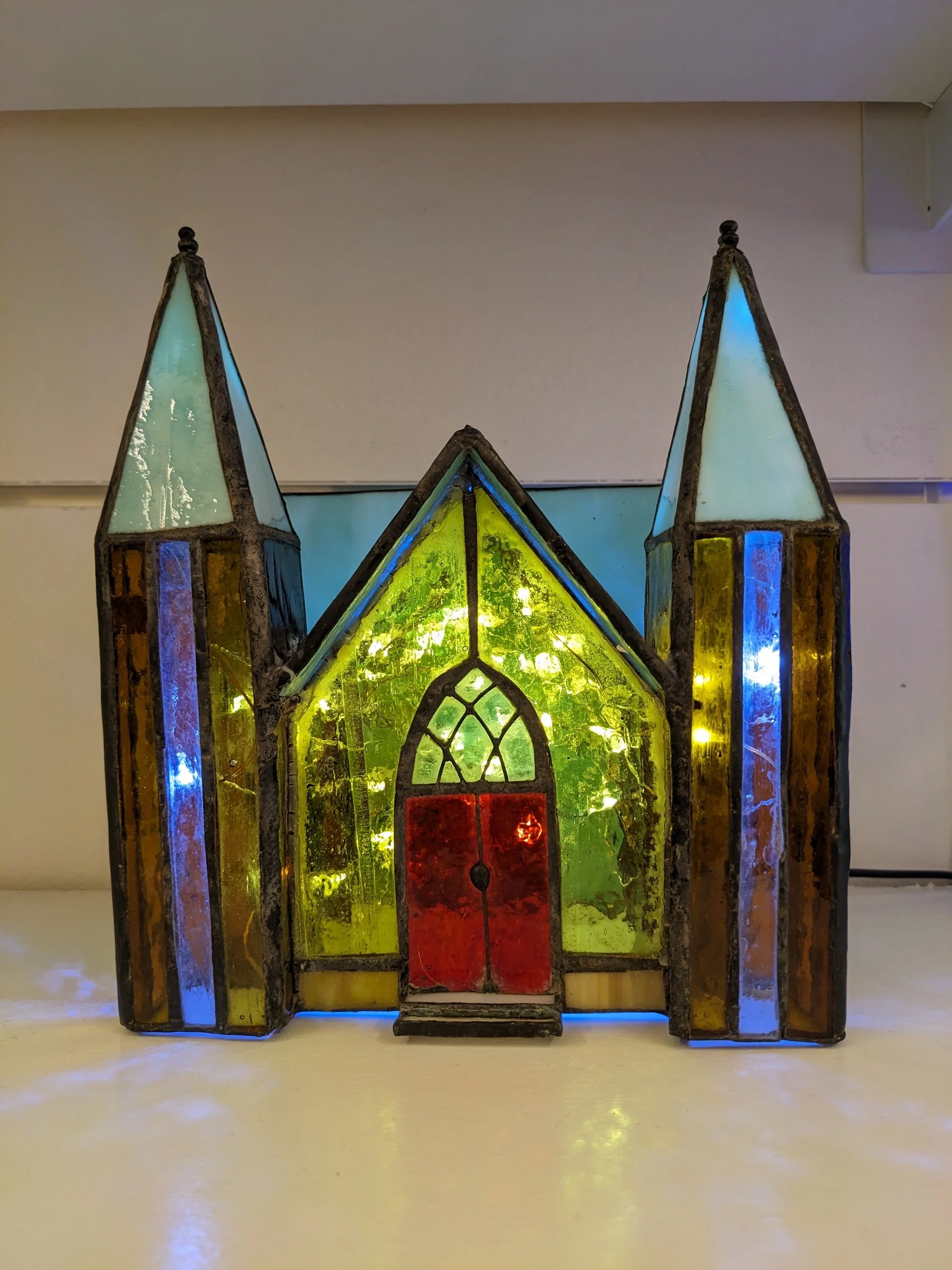 Lighted Stained Glass Cathedral