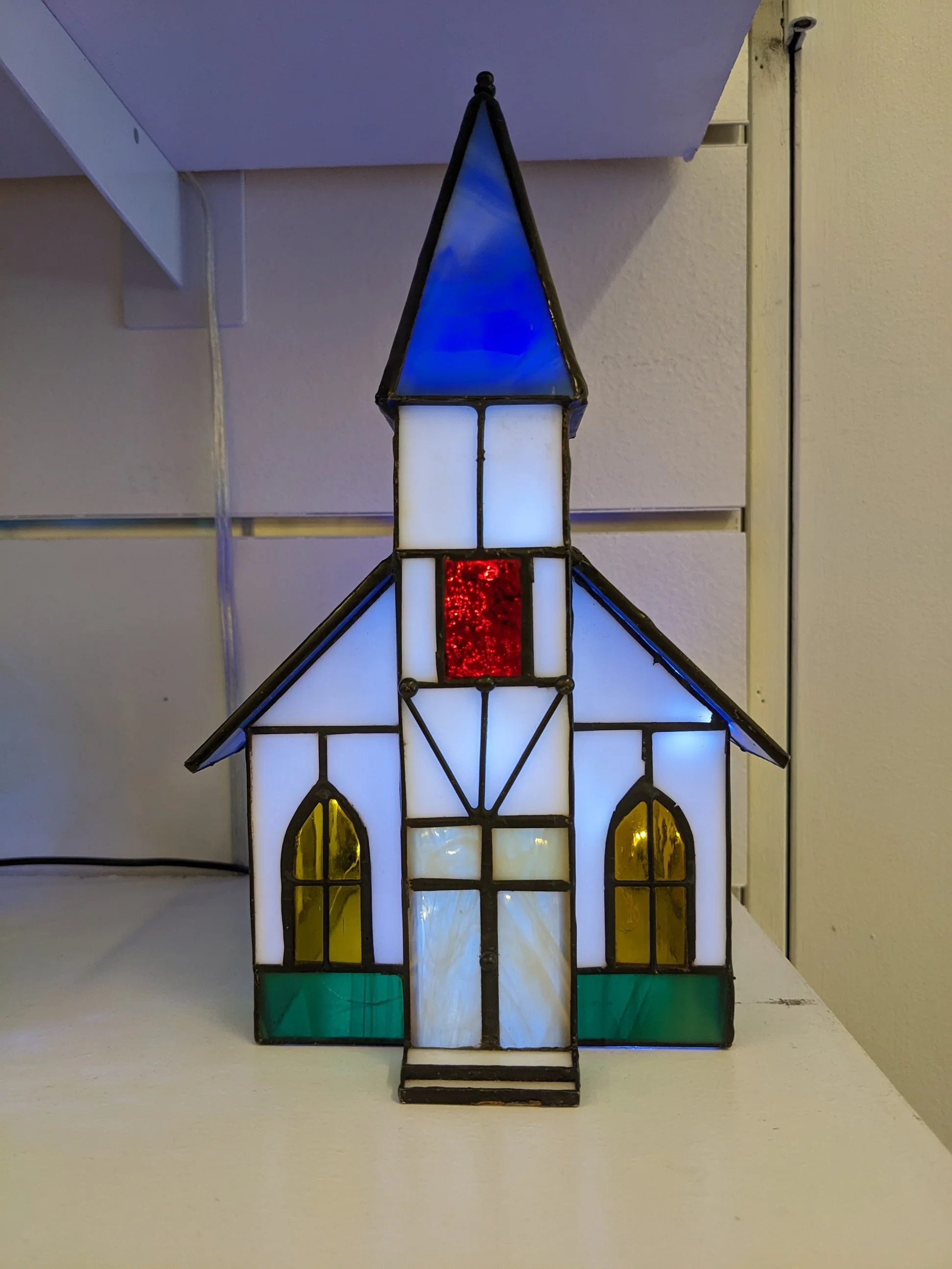 Crystal Village Lighted Stained Glass Church