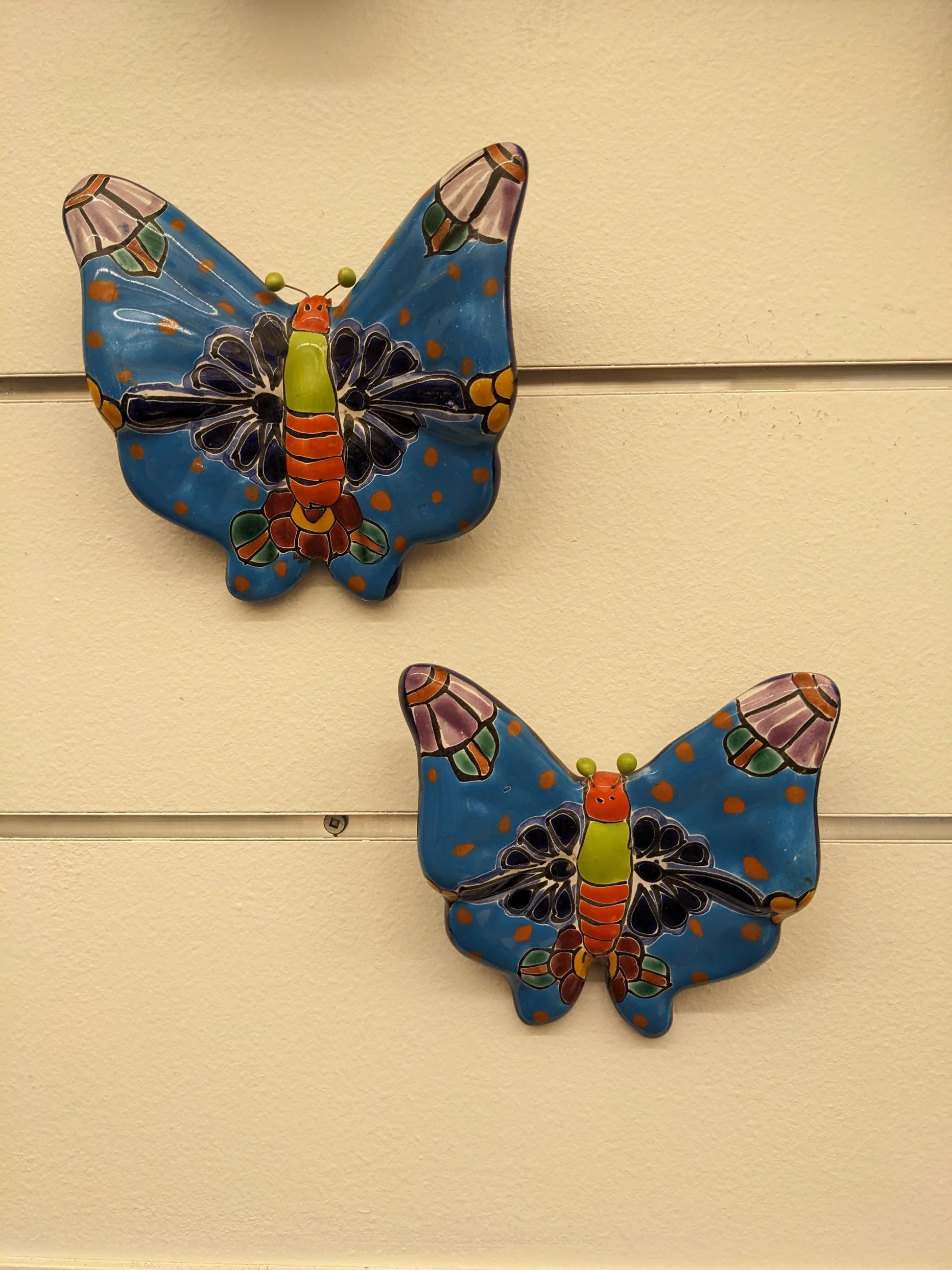 Pair Mexican Talavera Butterflies