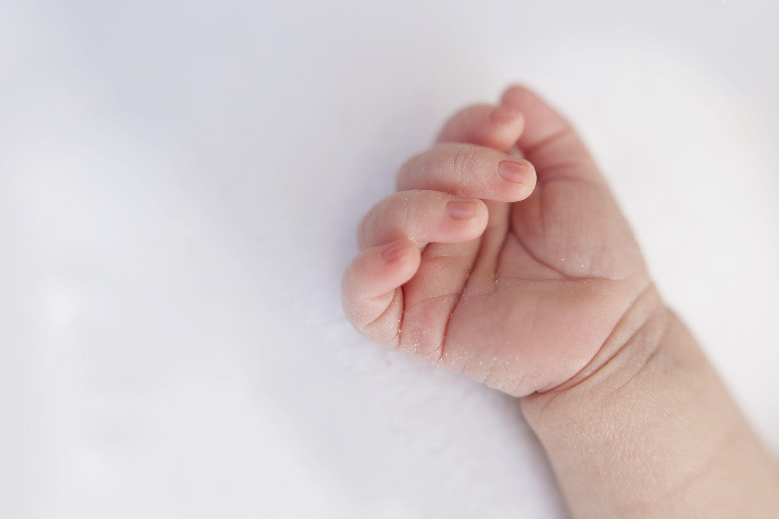 macro image of baby's hand