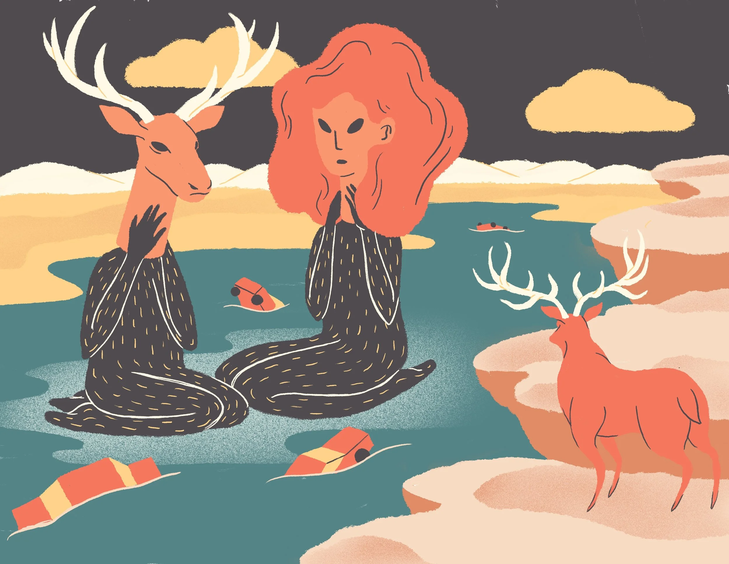 Self-directed, 2018Mock editorial for a poem about masks and surreal dreams