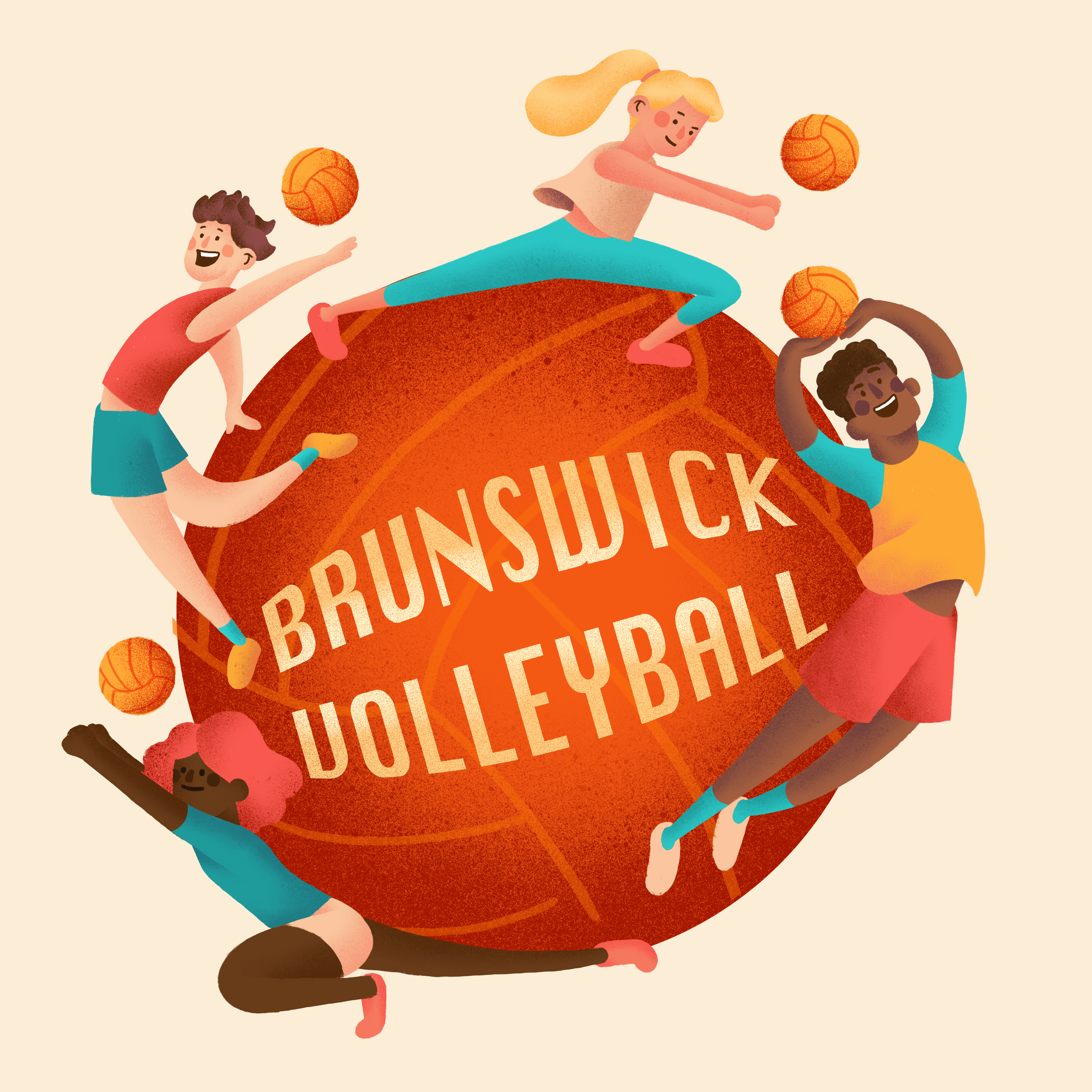 Commissioned, 2019Volleyball t-shirt illustration for Brunswick Volleyball