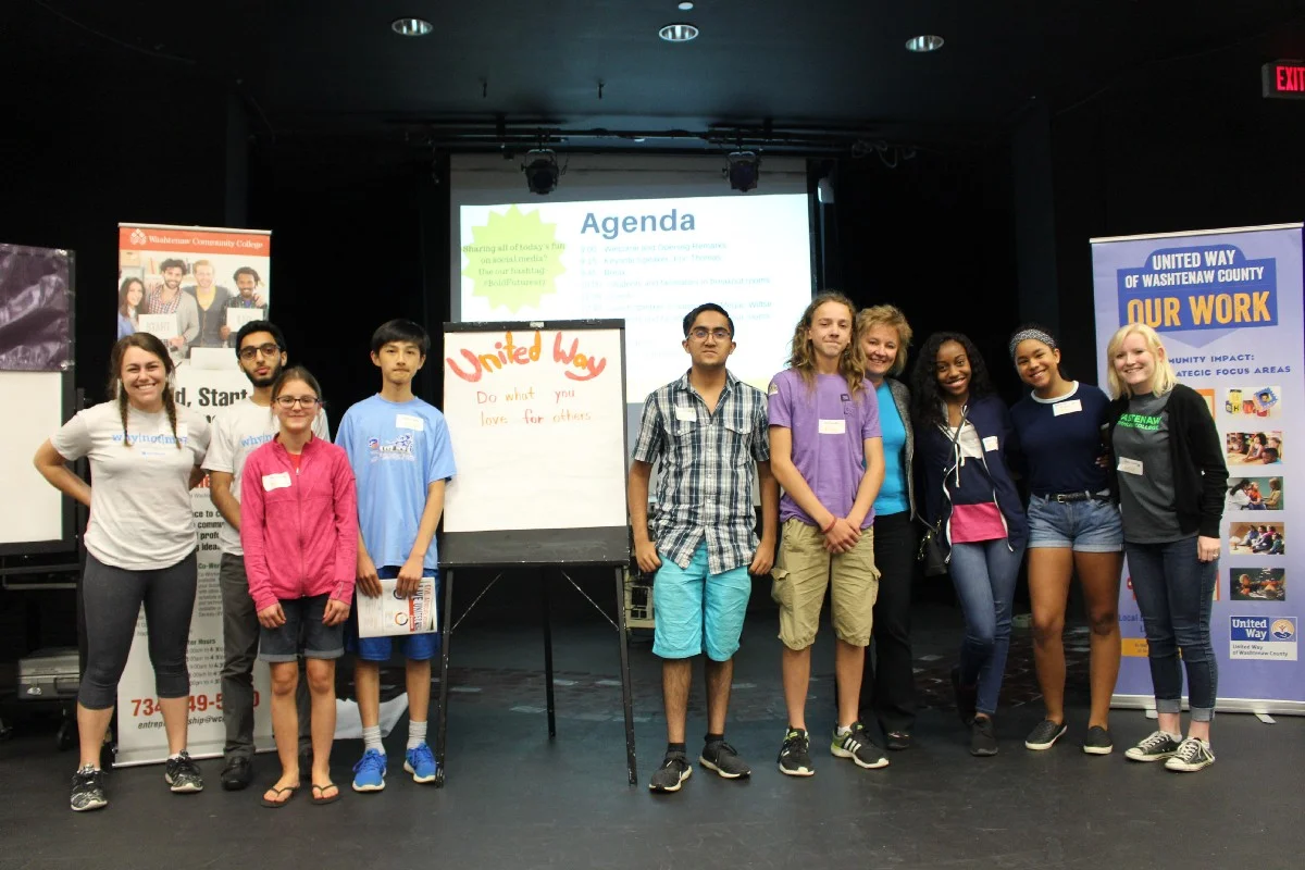 Team United Way at BOLD Futures w/ Pam Smith. This team of high school students proposed solutions for how United Way could better engage high school students in Washtenaw County as volunteers.
