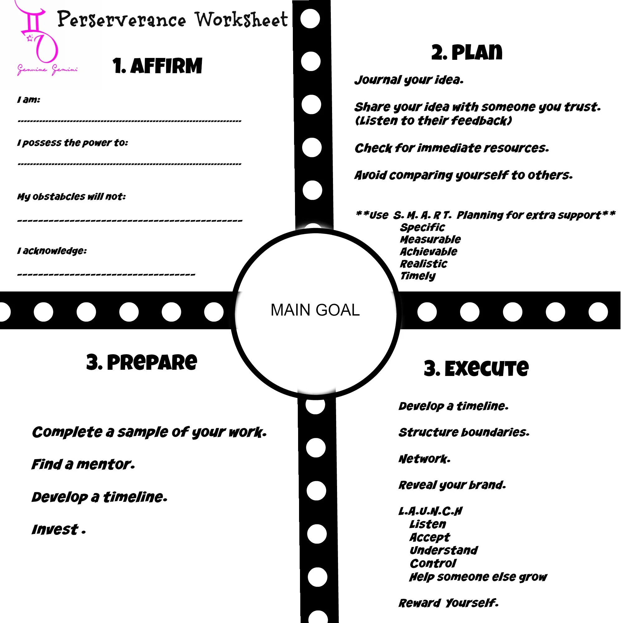Perserverance Worksheet