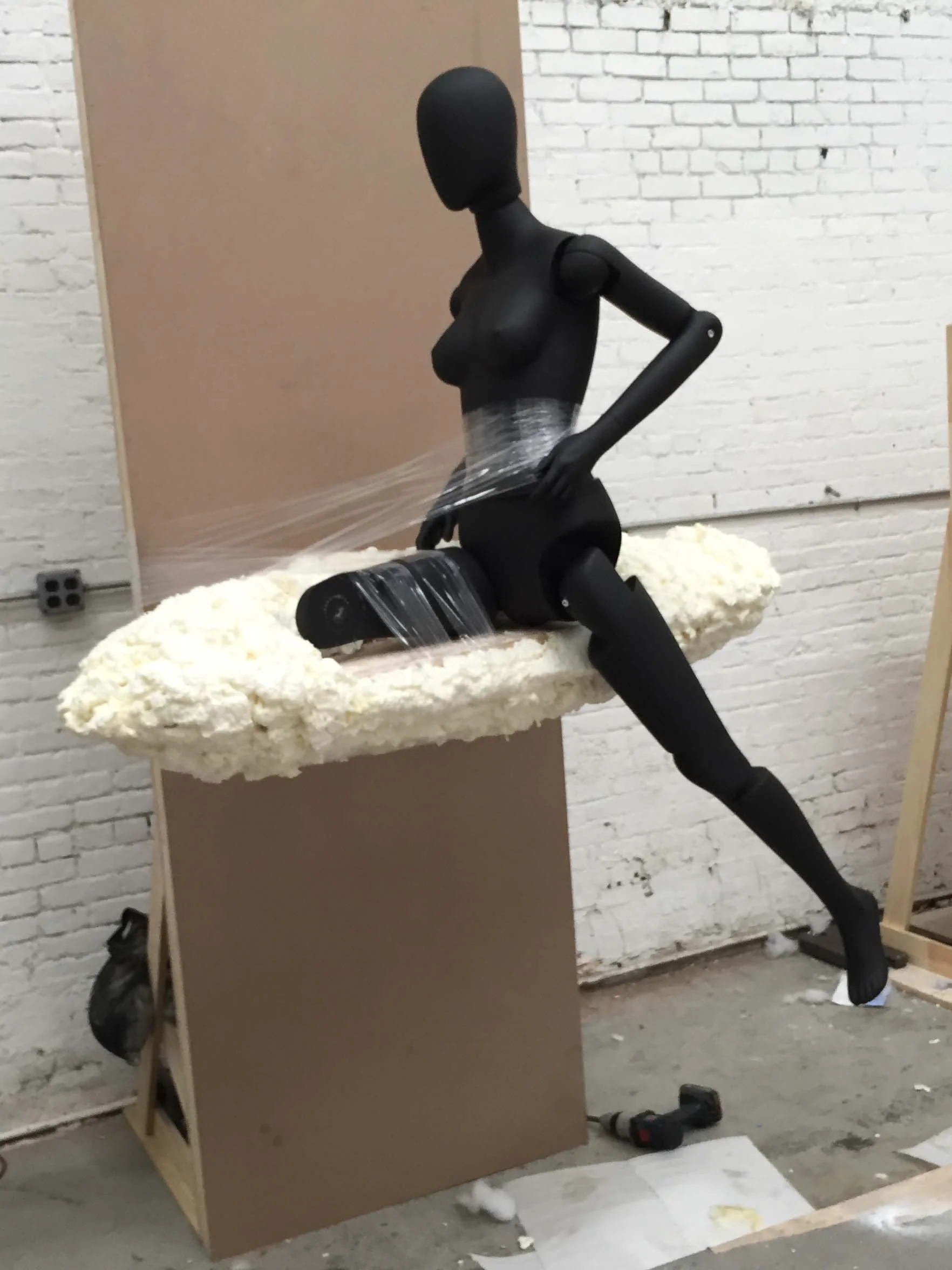 Saks Fifth Avenue Holiday Windows 2015: Eiffel Tower Cloud and Mannequin (Wood, Foam; 42"x12"x18")