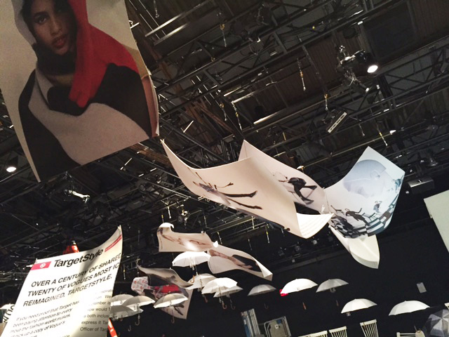 Target, in Vogue NYFW Kickoff Event 2015: Flying Pages (Sintra, Vinyl; 17.5'x12'x1')