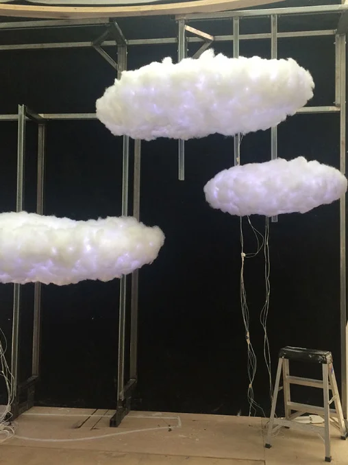 Saks Fifth Avenue Holiday Windows 2015: Tech Up of Clouds (Wood, Foam, LEDs, Batting)