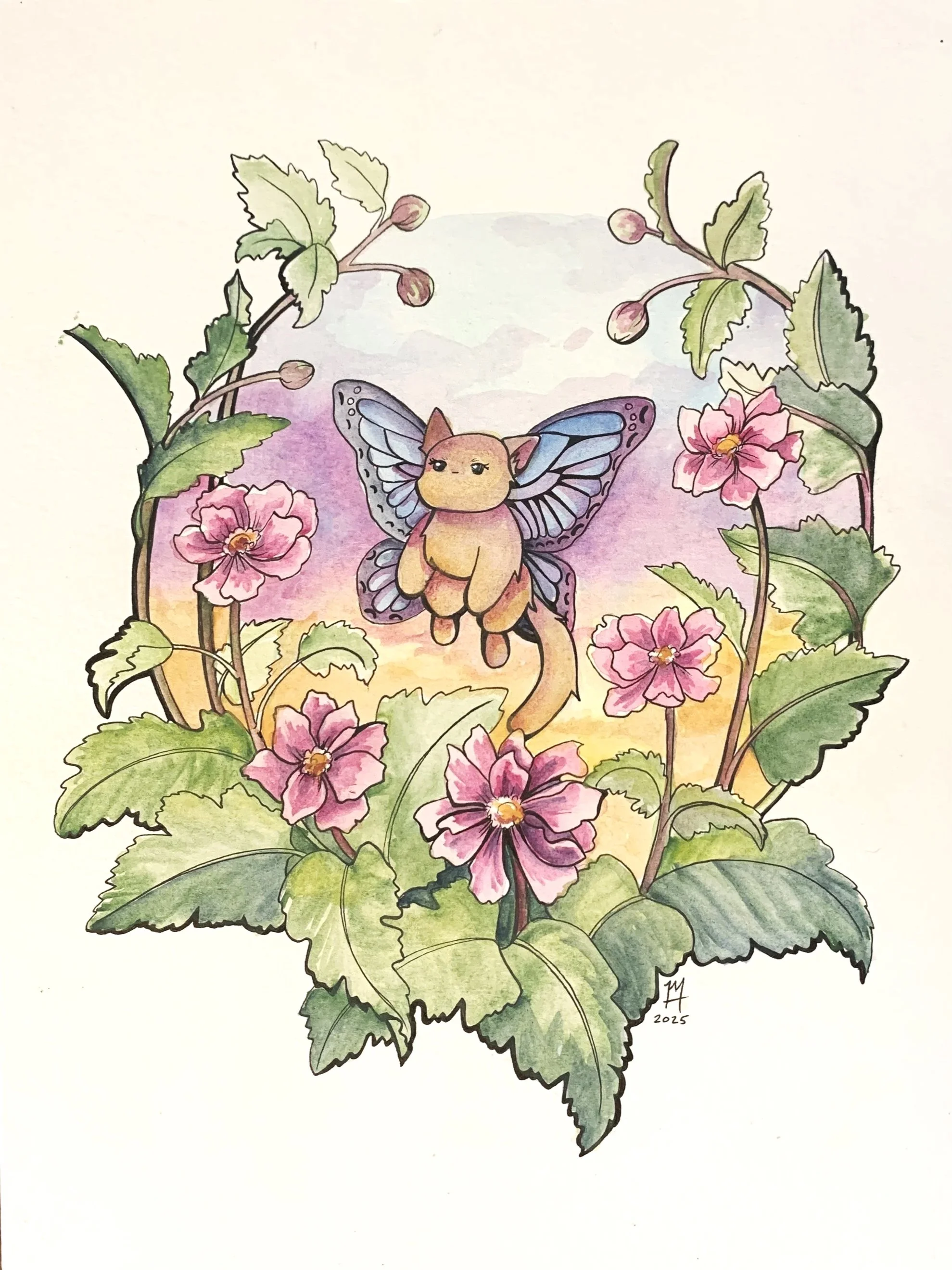 "Catterfly II" watercolor + micron pen