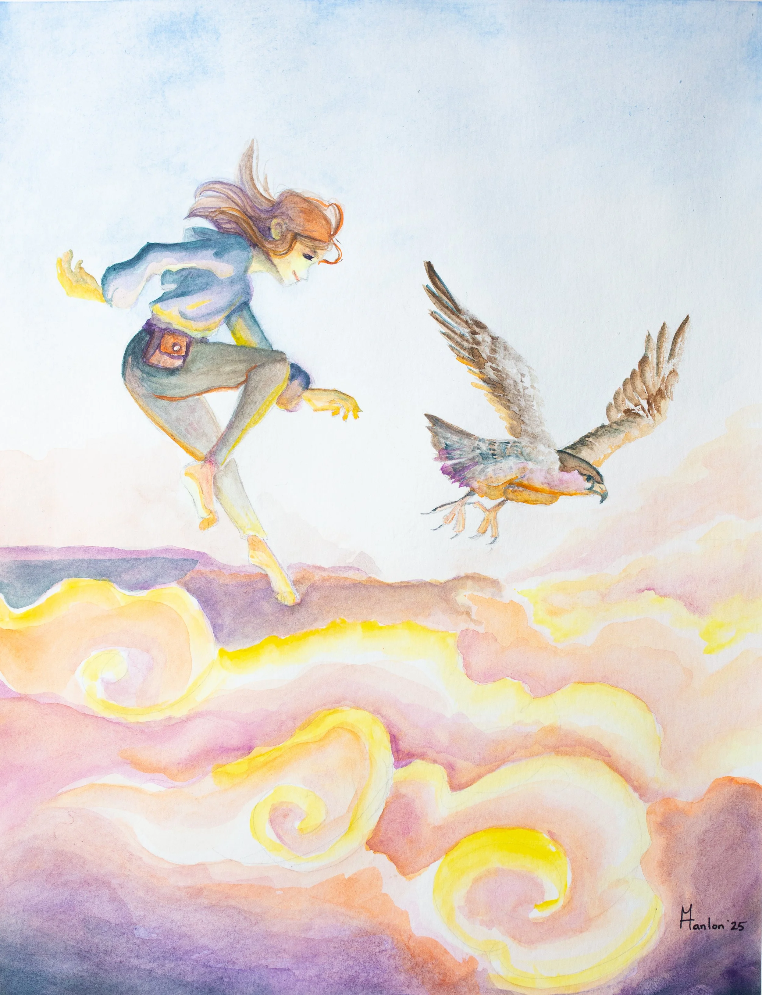 "Cloud Runner" 9x12 watercolor