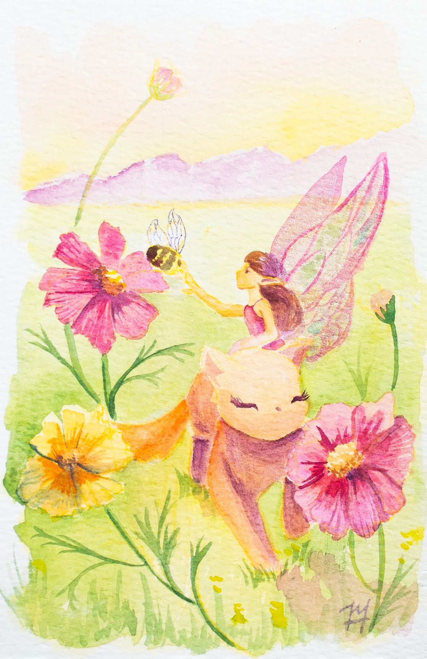 "Friends of the Bees" 4x6 watercolor